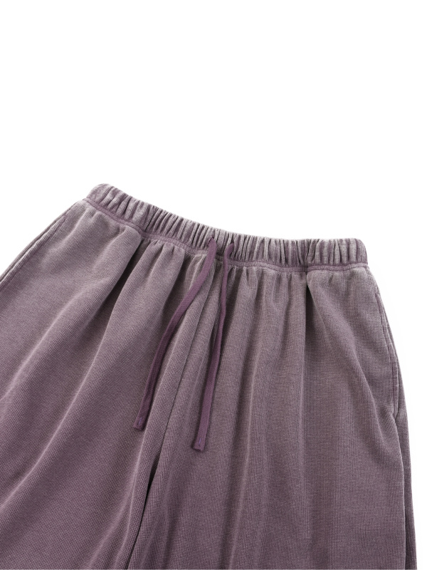 Unisex Vintage Wash Sunfade Waffle Raw Hem Shorts