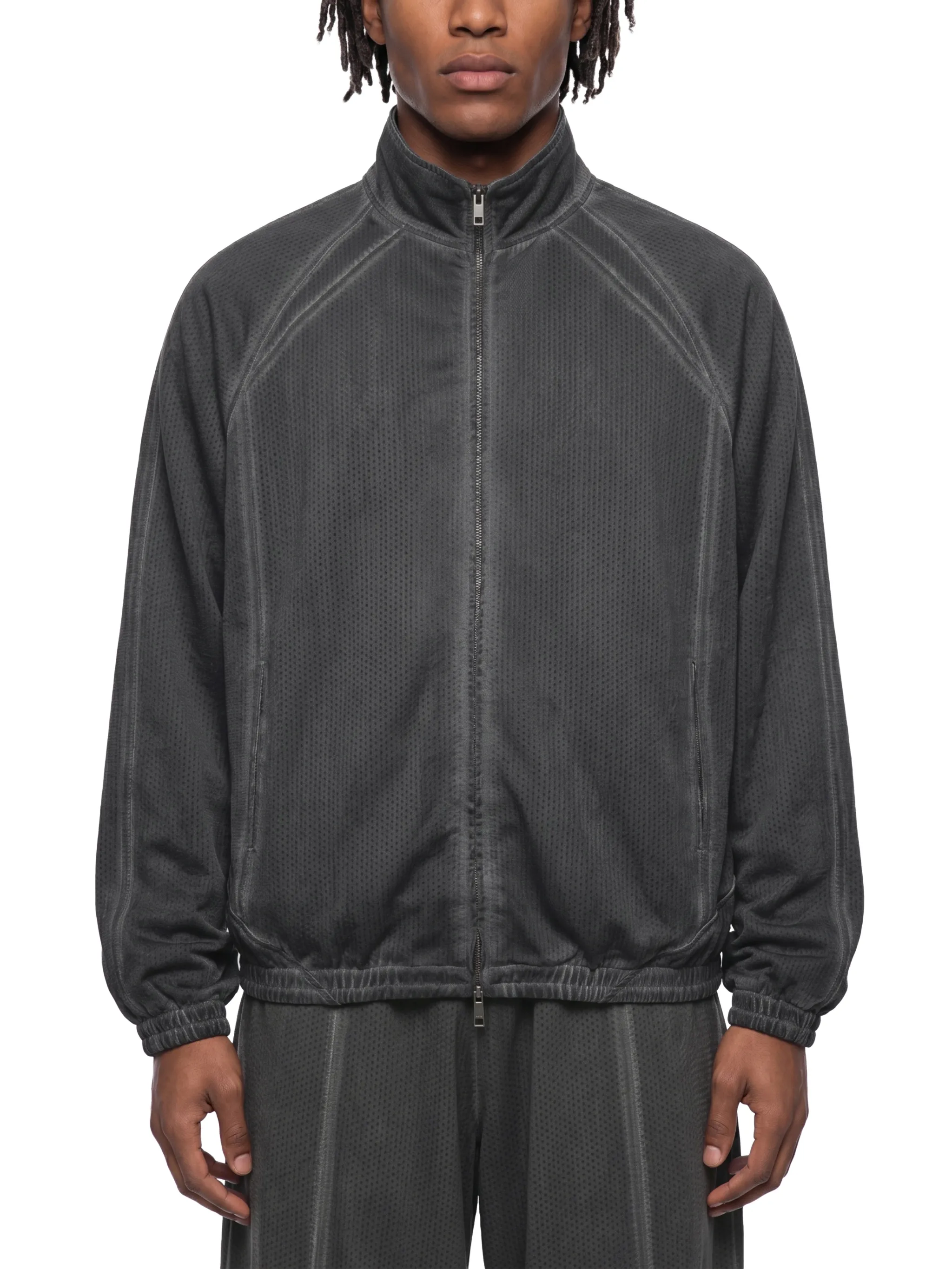 Unisex Vintage Wash Full Zip Mesh Jacket