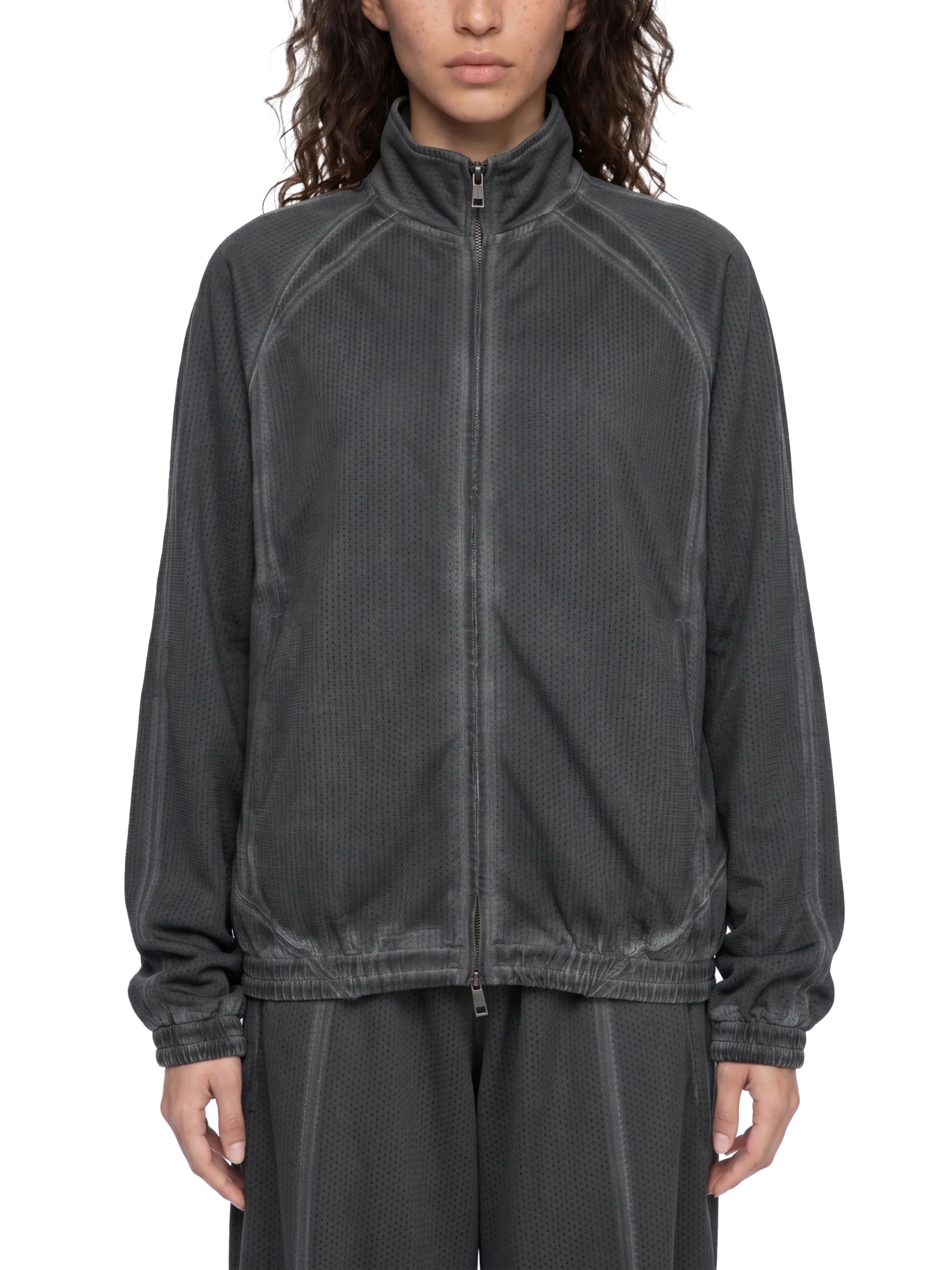 Unisex Vintage Wash Full Zip Mesh Jacket