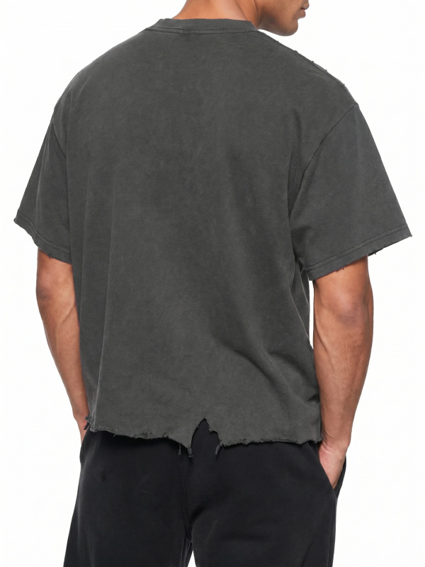Vintage Wash Boxy Distressed Hem T-Shirt