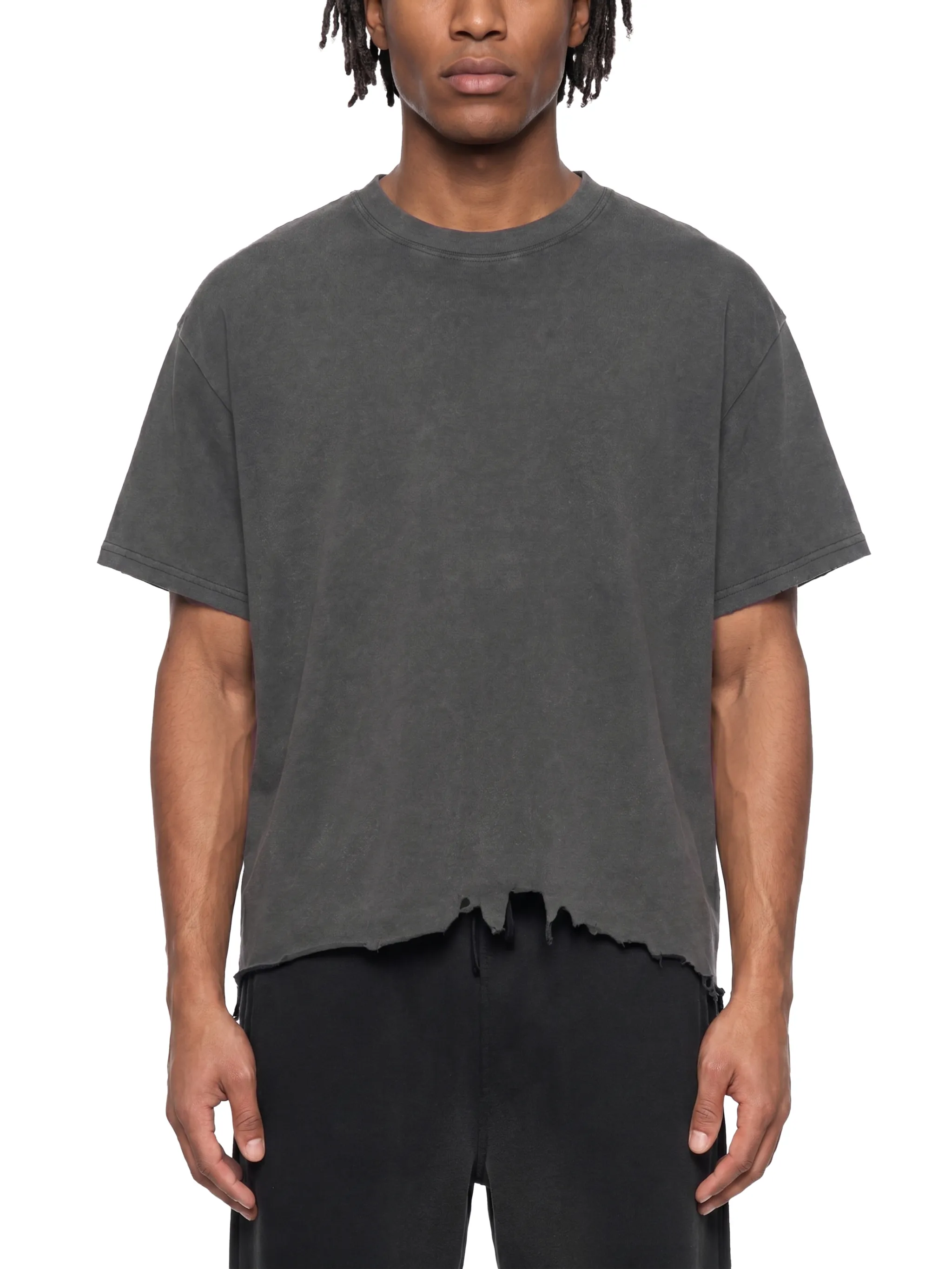 Vintage Wash Boxy Distressed Hem T-Shirt