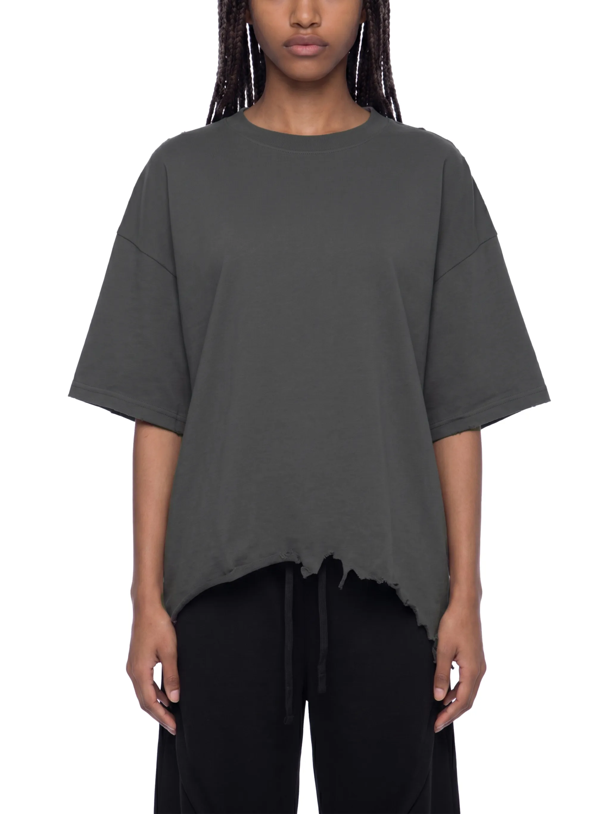 Vintage Wash Boxy Distressed Hem T-Shirt
