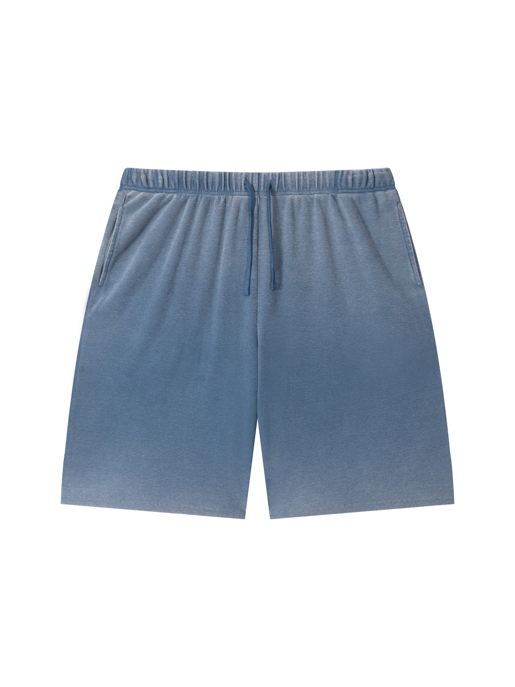 Unisex Vintage Wash Sunfade Waffle Raw Hem Shorts - Main Image