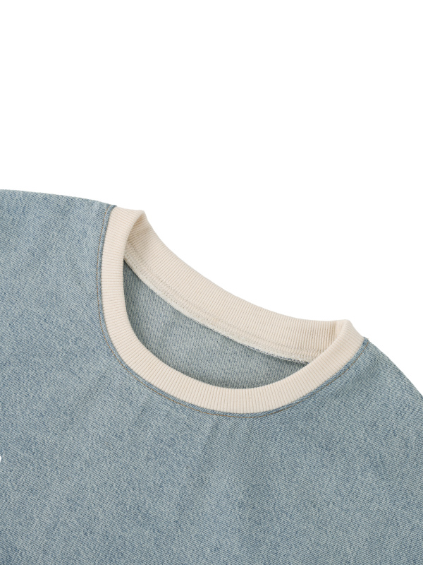 Unisex Vintage Wash Boxy Raw Hem Denim T-Shirt