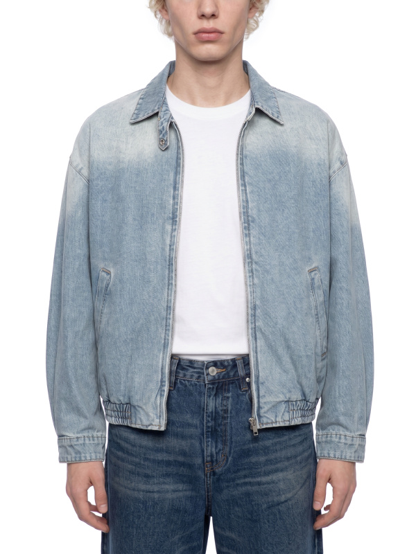 Unisex Vintage Wash Full-Zip Denim Jacket