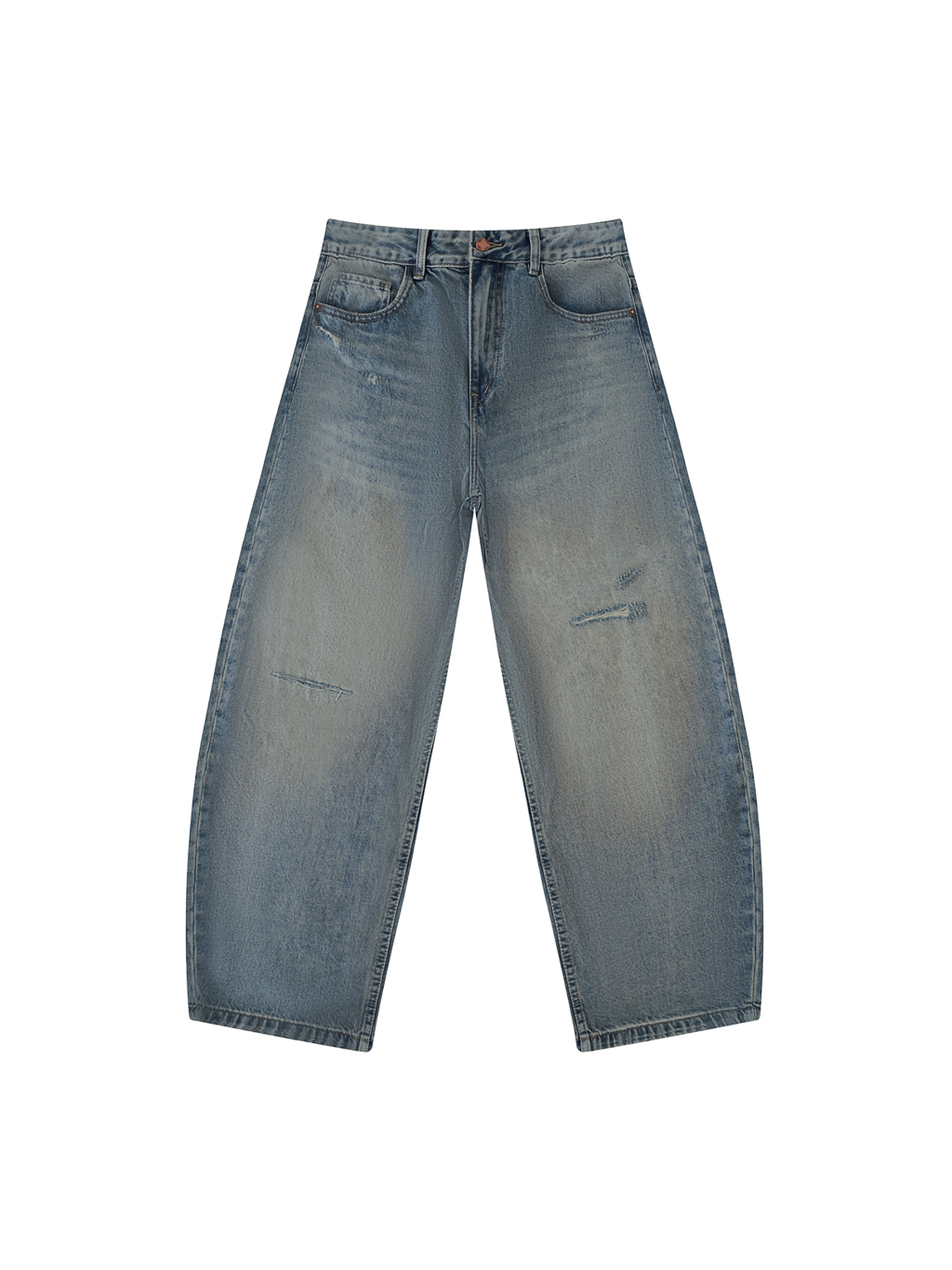 Men's Distressed Barrel Leg Jeans - Main Image