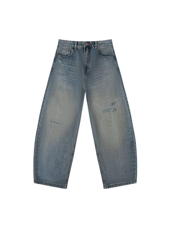Men's Distressed Barrel Leg Jeans