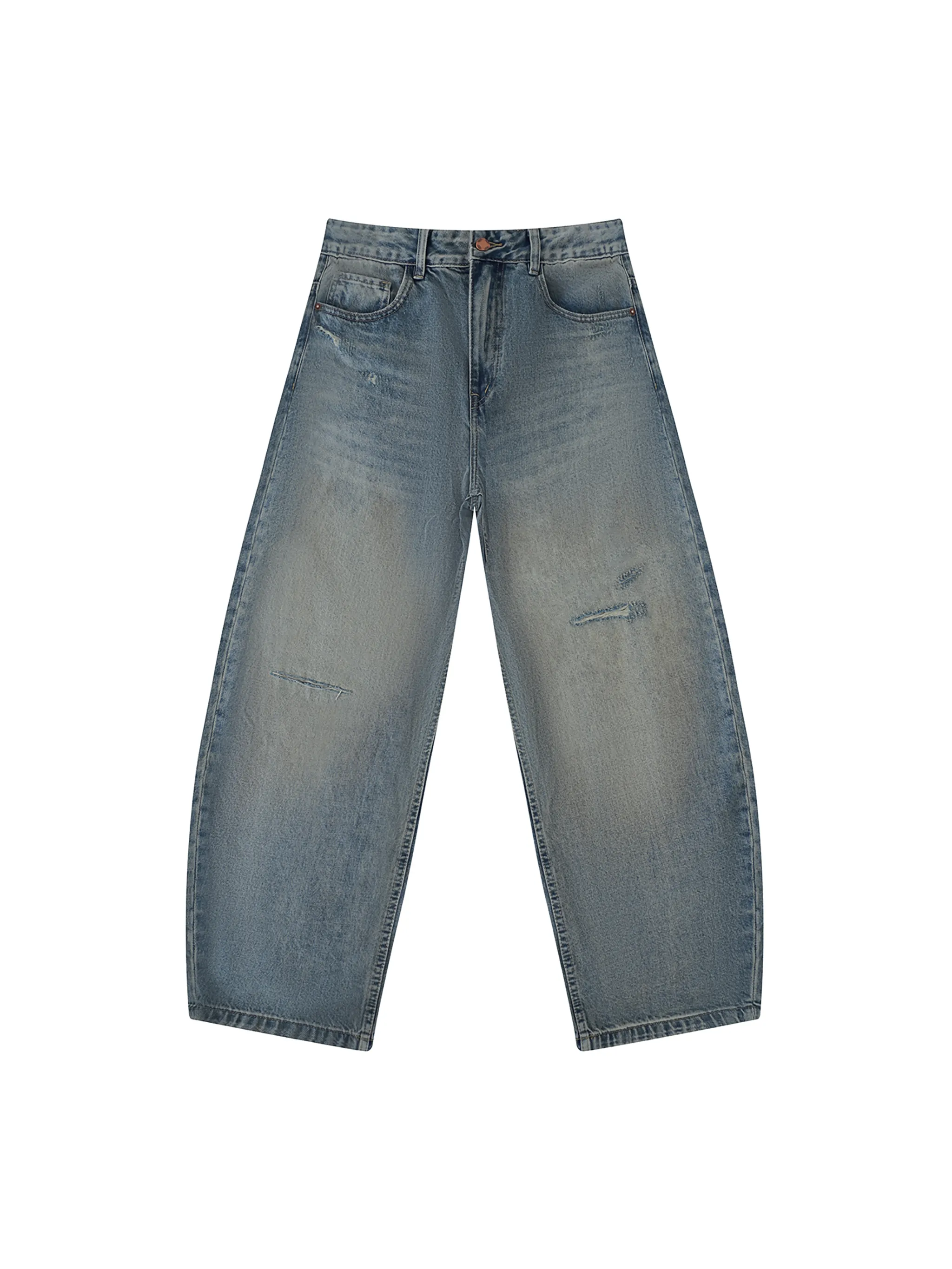 Men's Distressed Barrel Leg Jeans