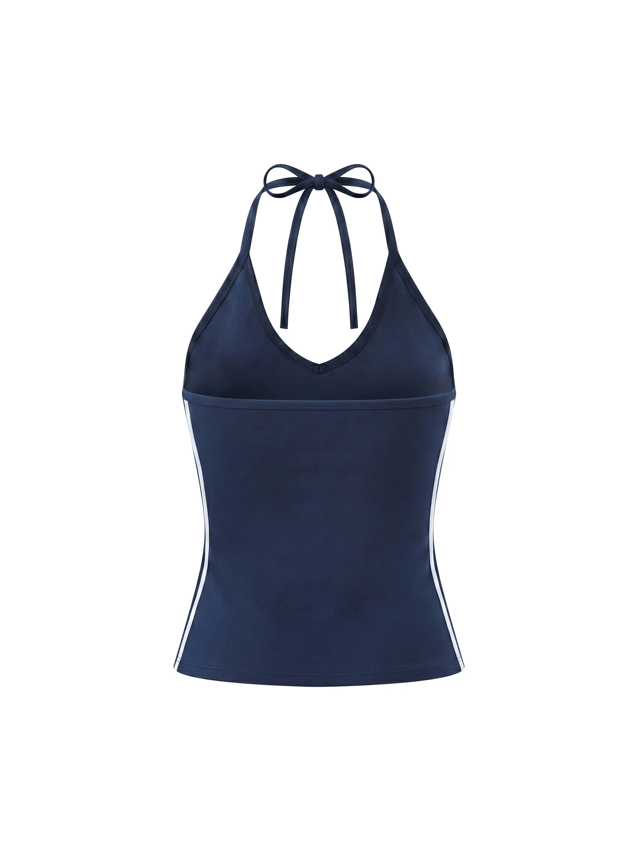 Women's Color Block Halter Crop Tank Top