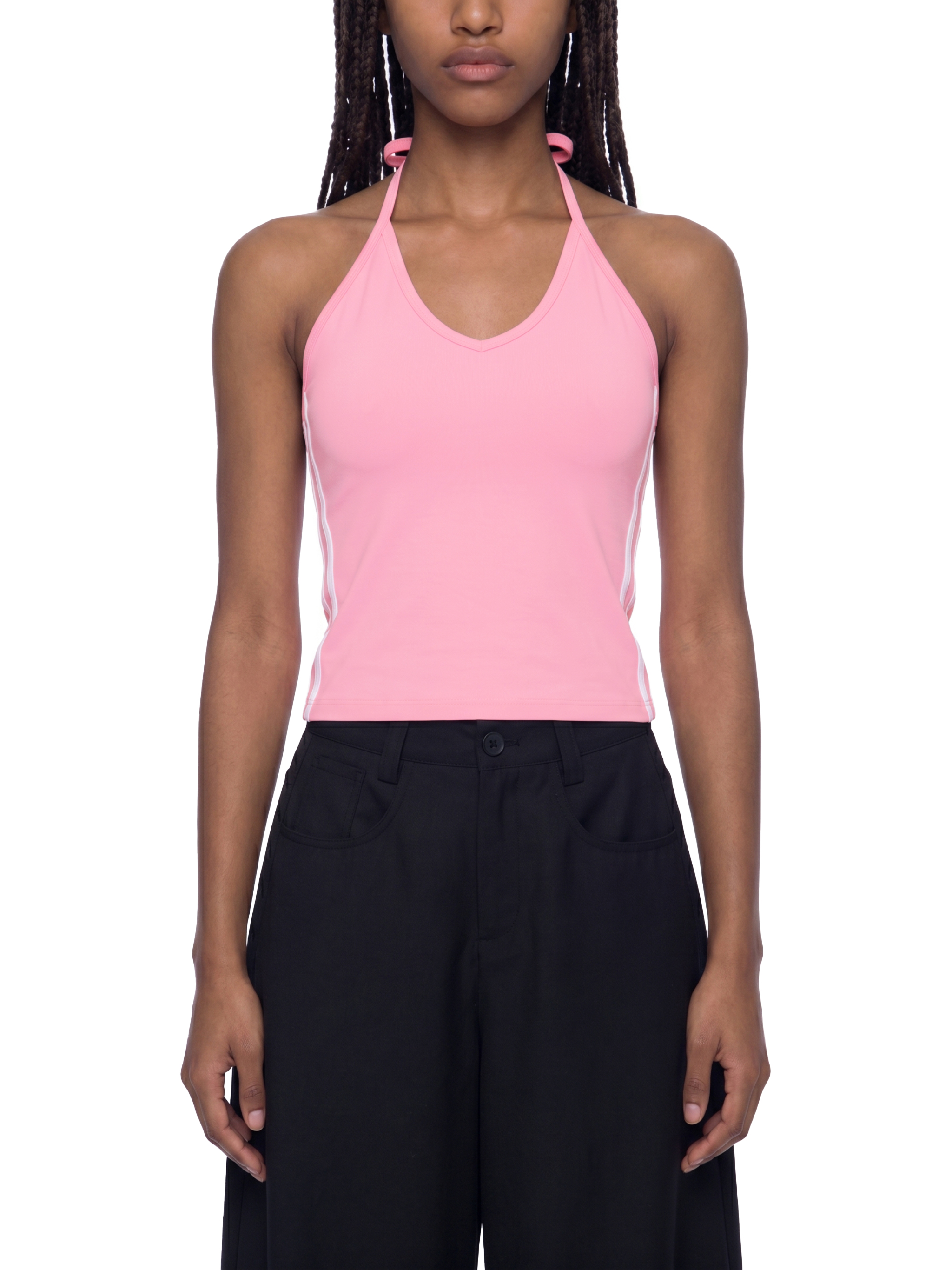 Women's Color Block Halter Crop Tank Top #WT0083 | TAPSTITCH