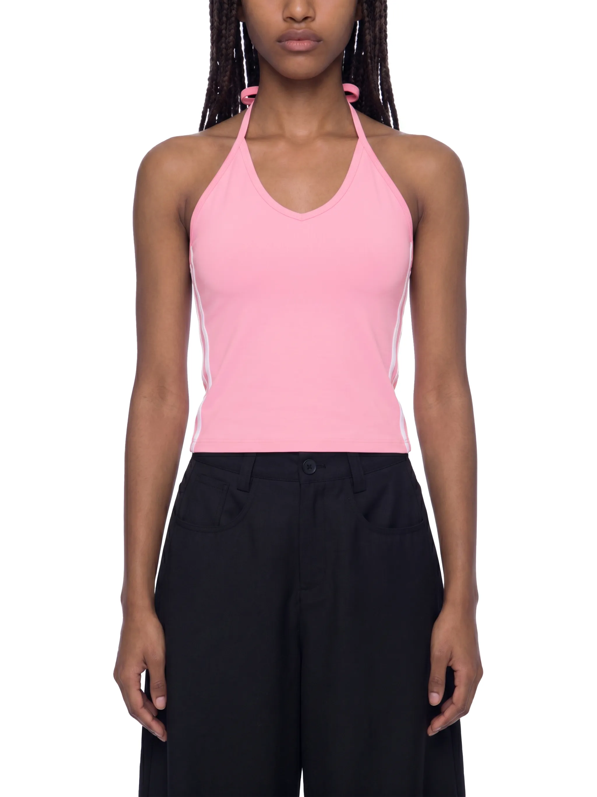 Women's Color Block Halter Crop Tank Top