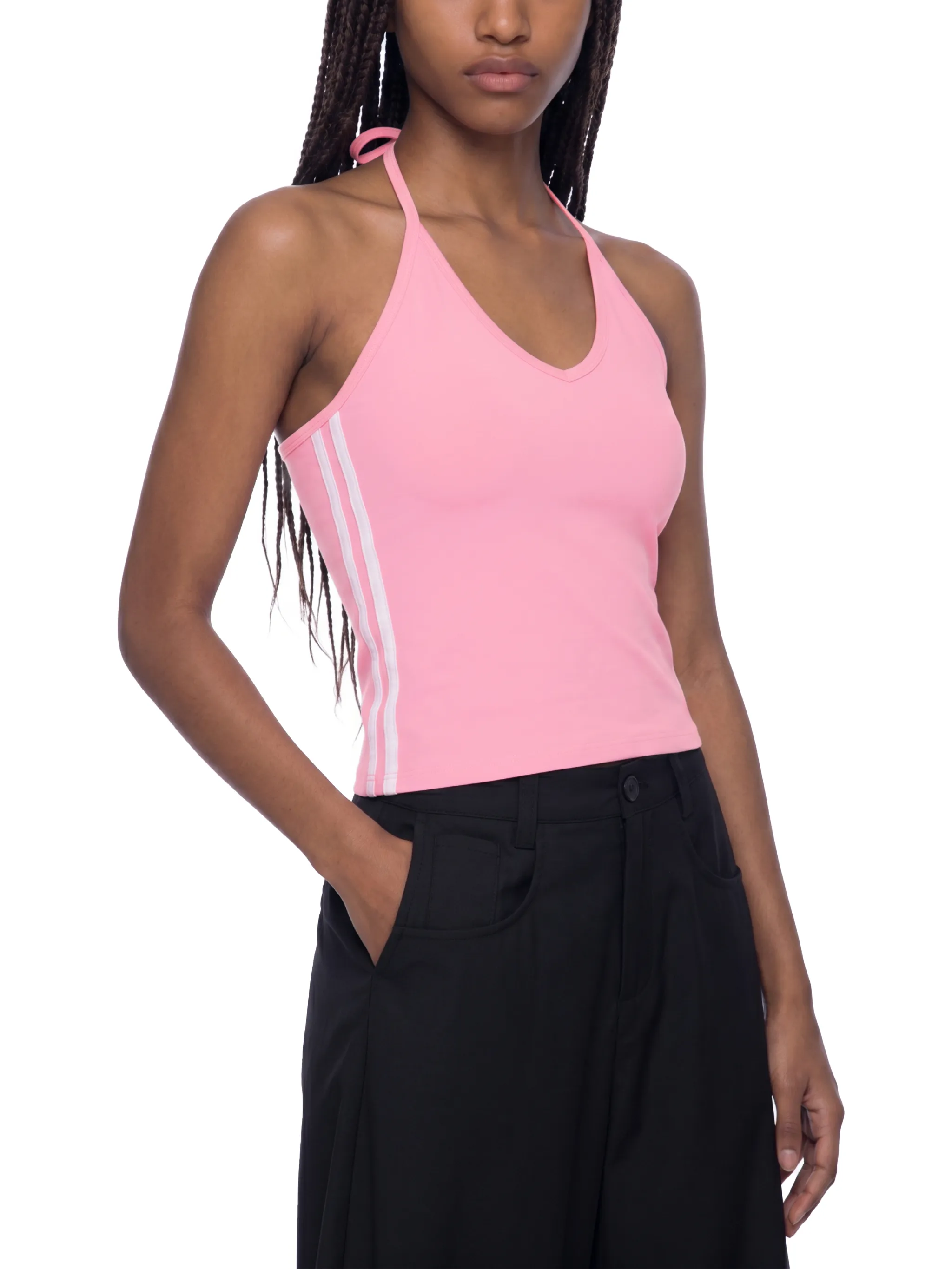 Women's Color Block Halter Crop Tank Top