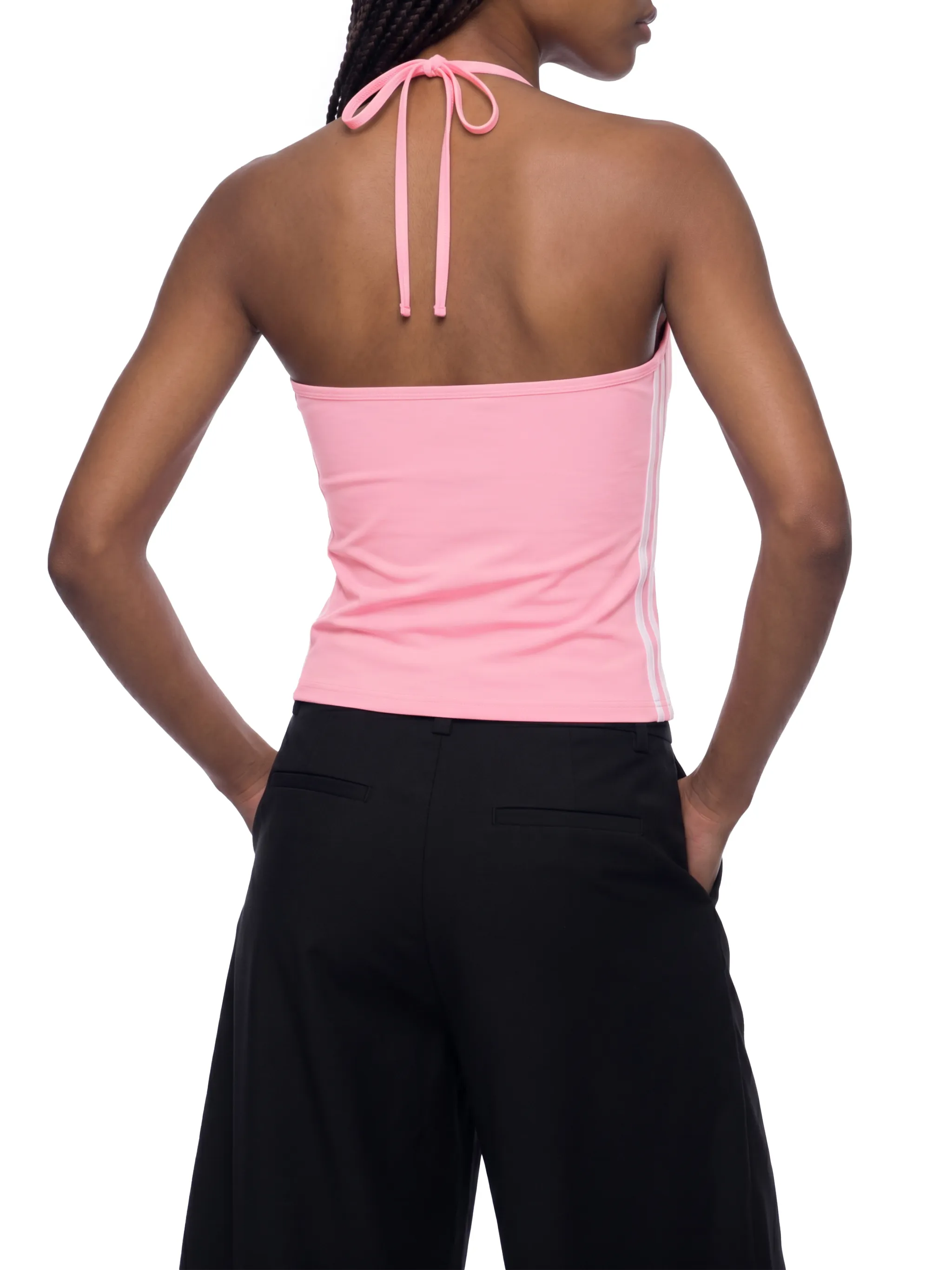 Women's Color Block Halter Crop Tank Top