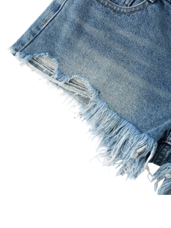 Women's Vintage Wash Raw Hem Denim Shorts