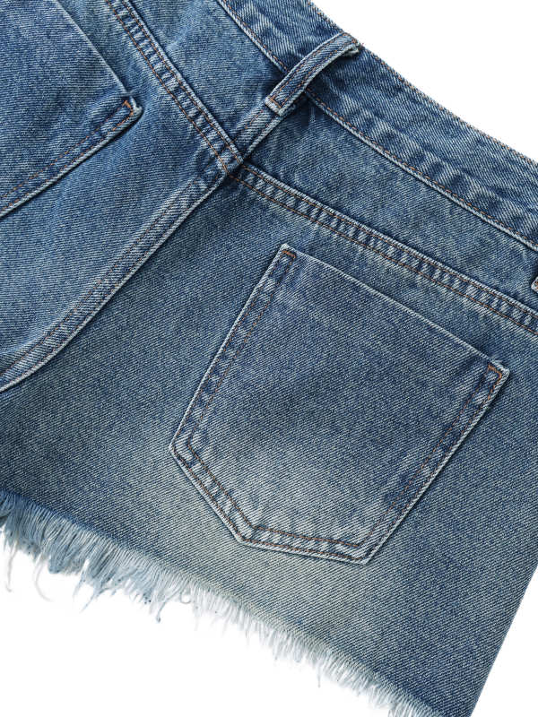 Women's Vintage Wash Raw Hem Denim Shorts