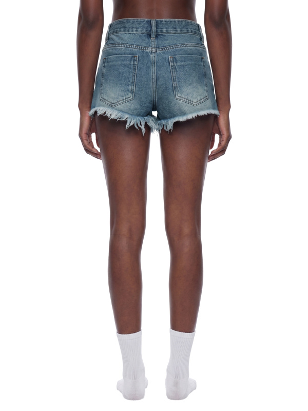 Women's Vintage Wash Raw Hem Denim Shorts