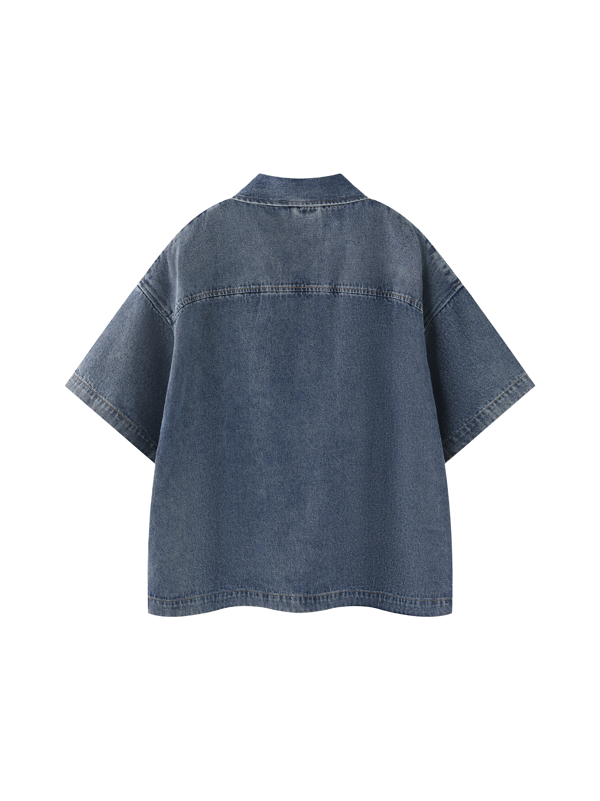 Unisex Vintage Wash Boxy Quarter-Zip Denim Shirt UT0118 | TAPSTITCH