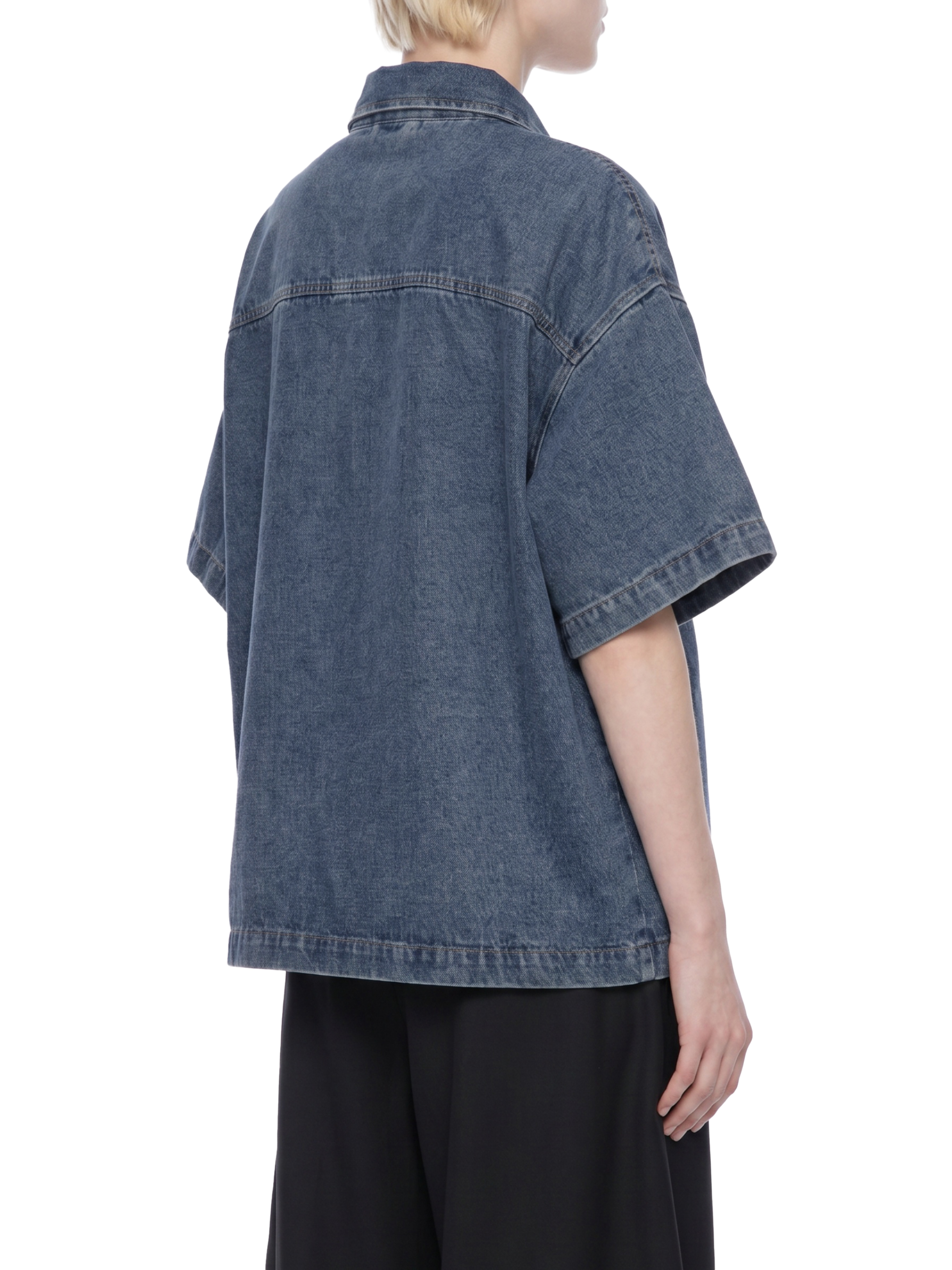 Unisex Vintage Wash Boxy Quarter-Zip Denim Shirt UT0118 | TAPSTITCH