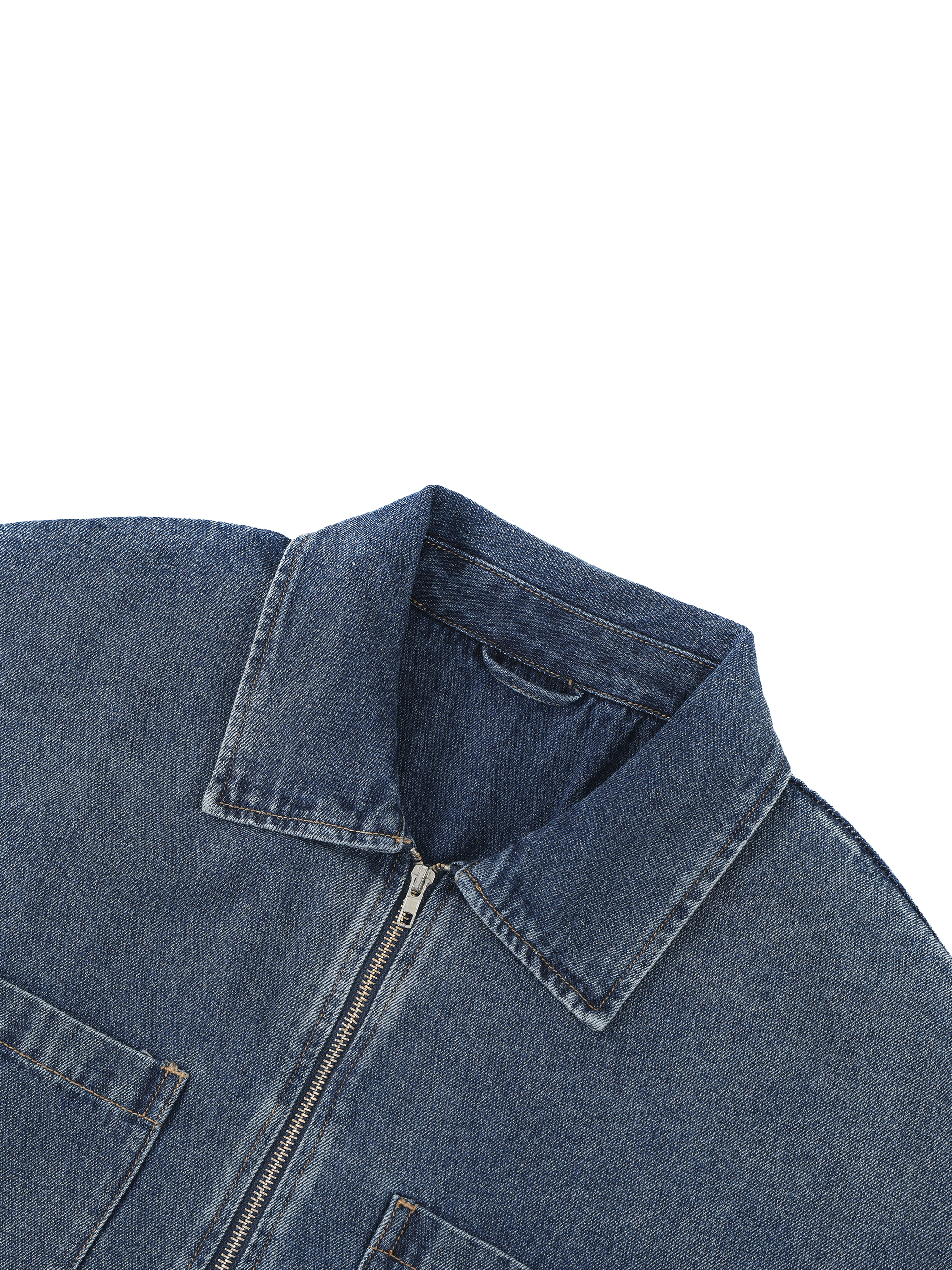 Unisex Vintage Wash Boxy Quarter-Zip Denim Shirt UT0118 | TAPSTITCH