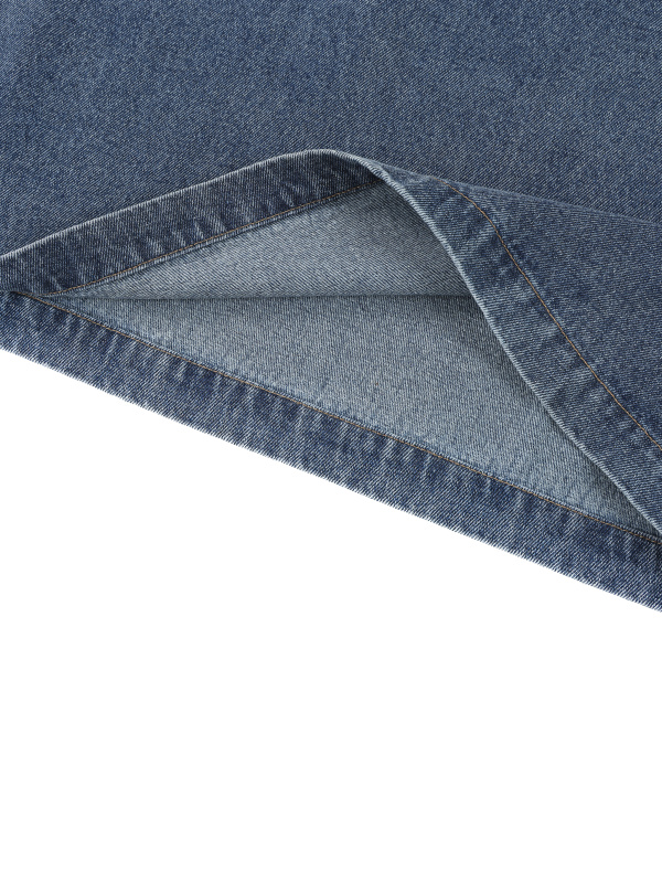 Unisex Vintage Wash Boxy Quarter-Zip Denim Shirt