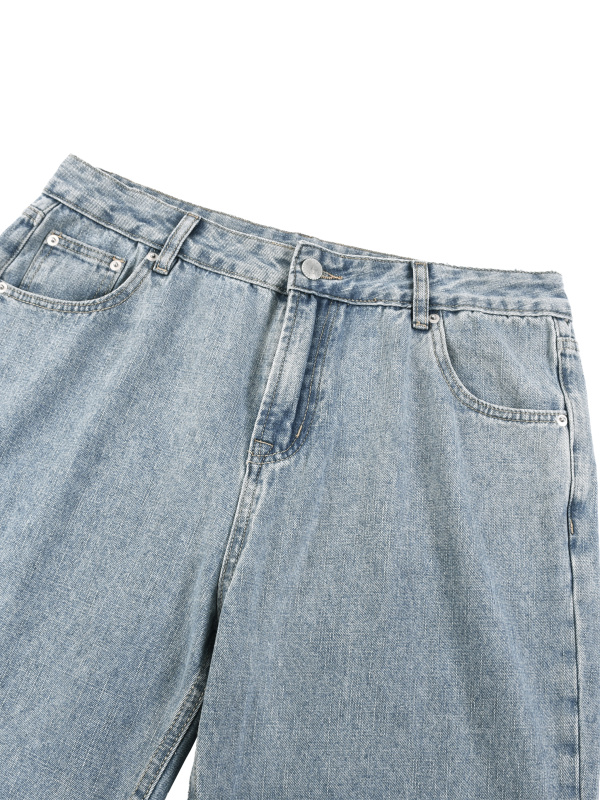 Unisex Vintage Wash Straight Leg Jeans
