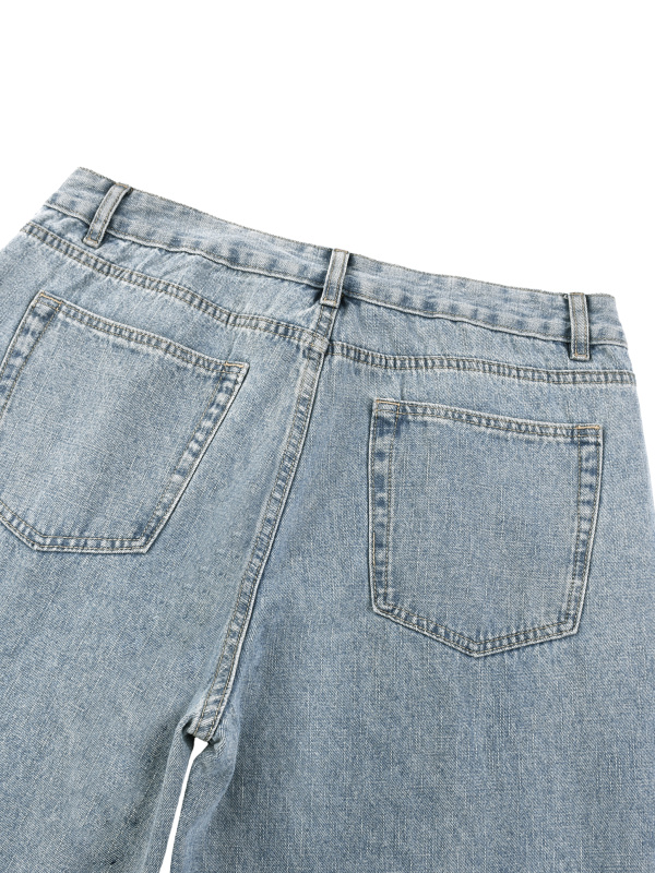 Unisex Vintage Wash Straight Leg Jeans