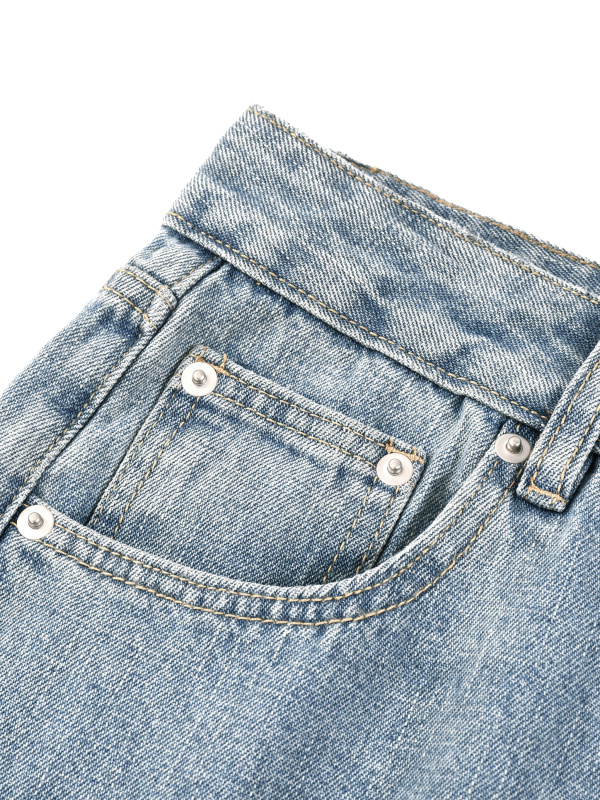 Unisex Vintage Wash Straight Leg Jeans