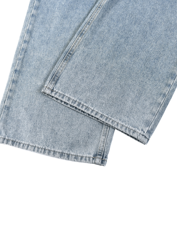 Unisex Vintage Wash Straight Leg Jeans