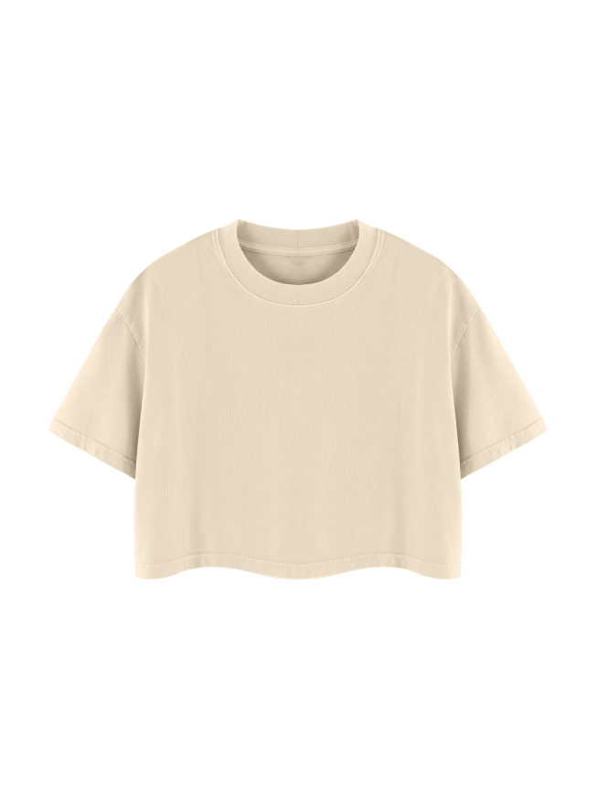 Women's Mineral Wash Cotton Crop T-Shirt