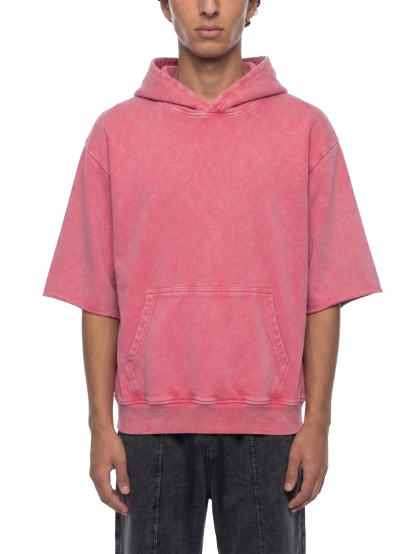 Unisex Mineral Wash Short Sleeve Hoodie
