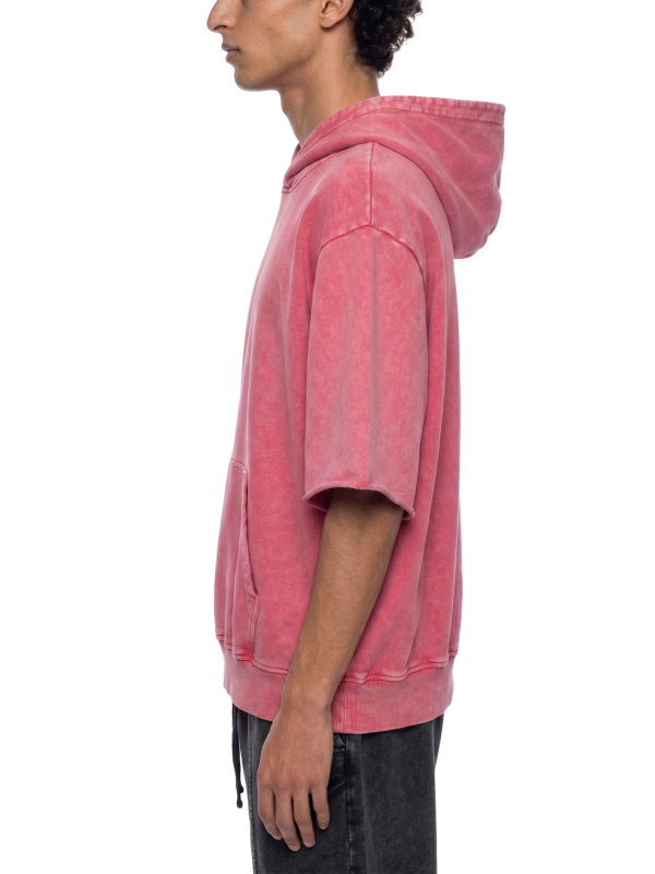 Unisex Mineral Wash Short Sleeve Hoodie