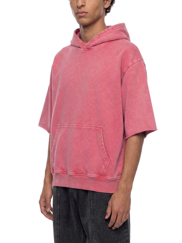 Unisex Mineral Wash Short Sleeve Hoodie