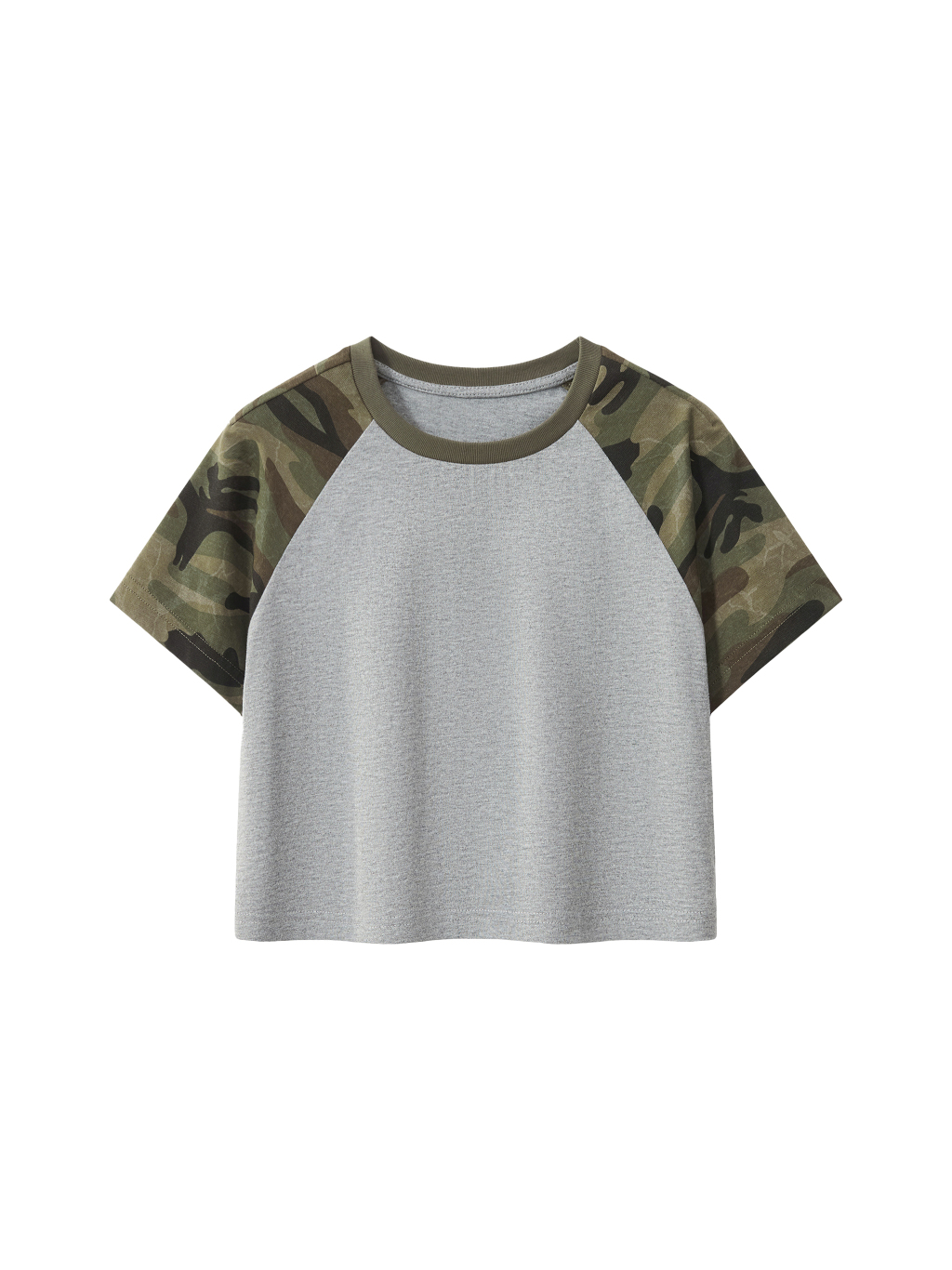 Women’s Camo Raglan Crop T-Shirt - Main Image