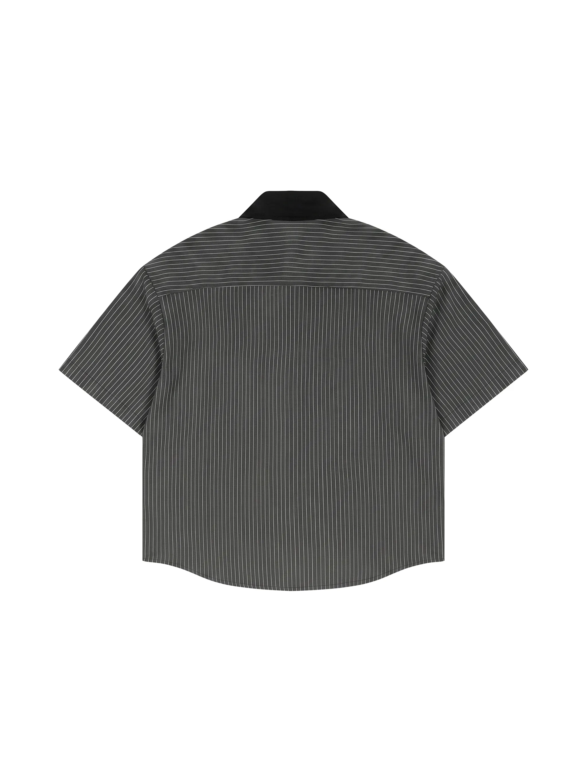 Unisex Striped Boxy Contrast Collar Shirt