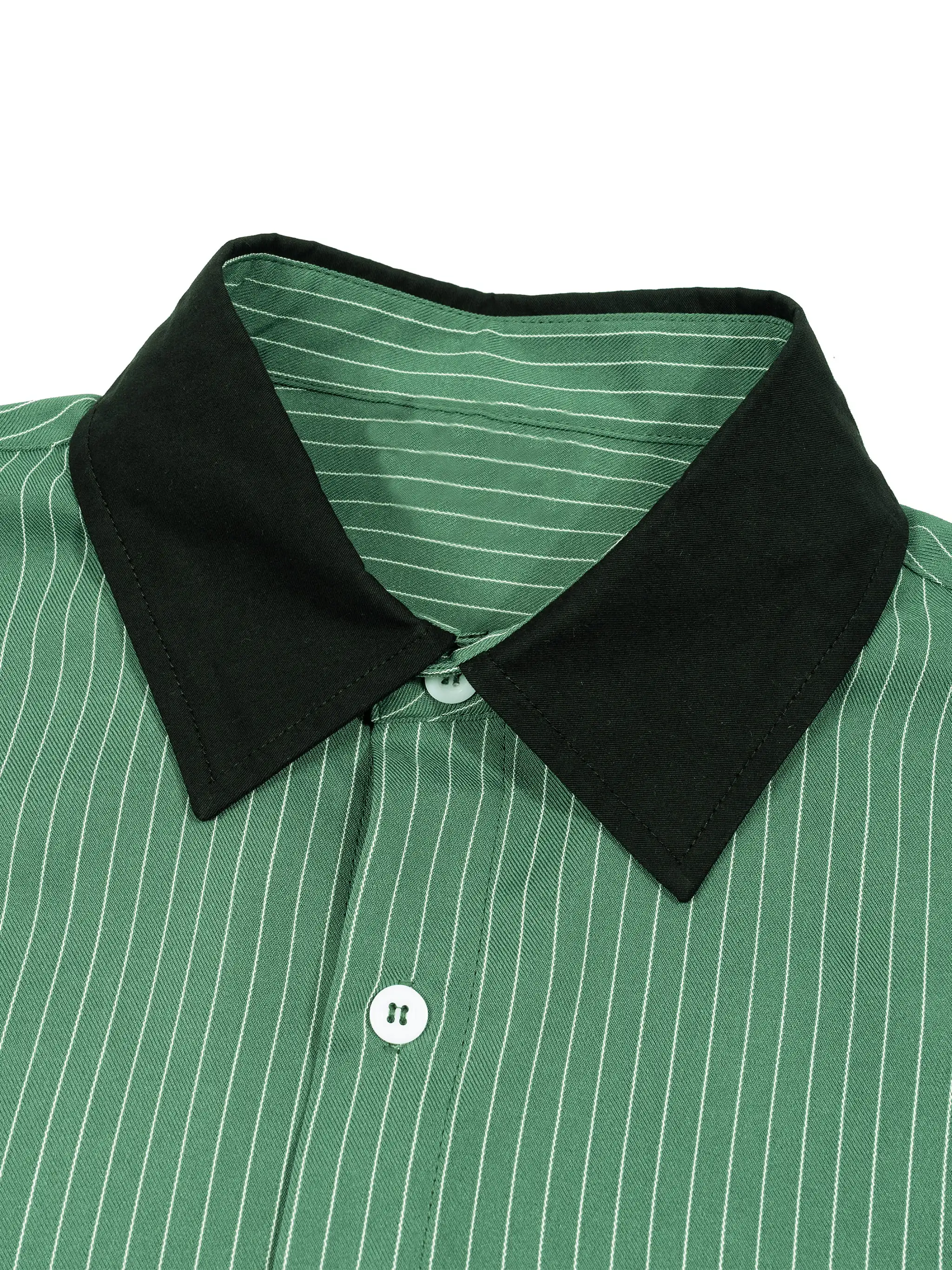 Unisex Striped Boxy Contrast Collar Shirt