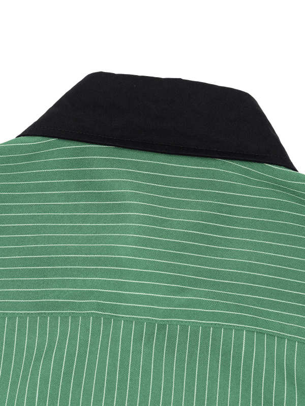 Unisex Striped Boxy Contrast Collar Shirt