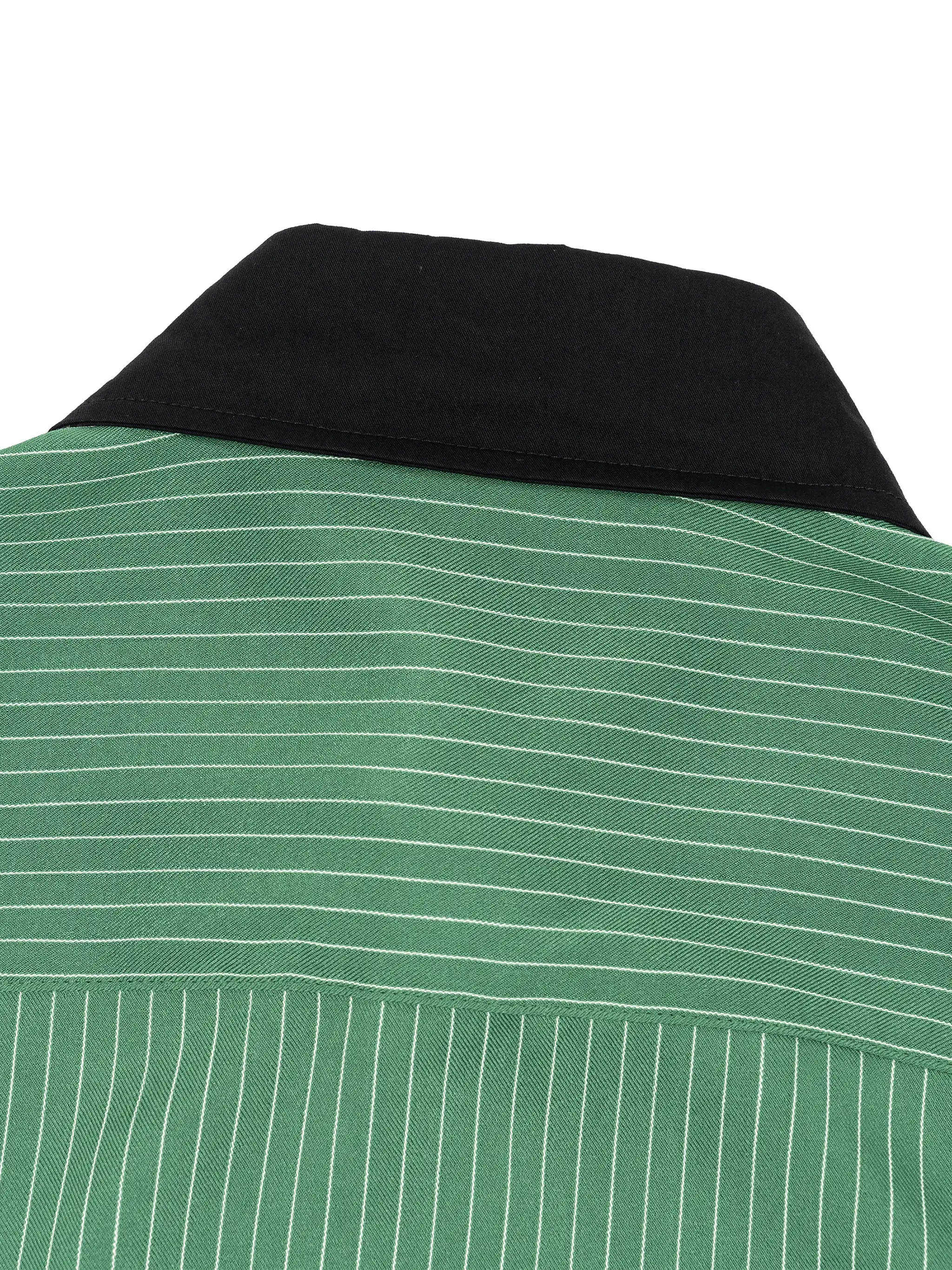 Unisex Striped Boxy Contrast Collar Shirt