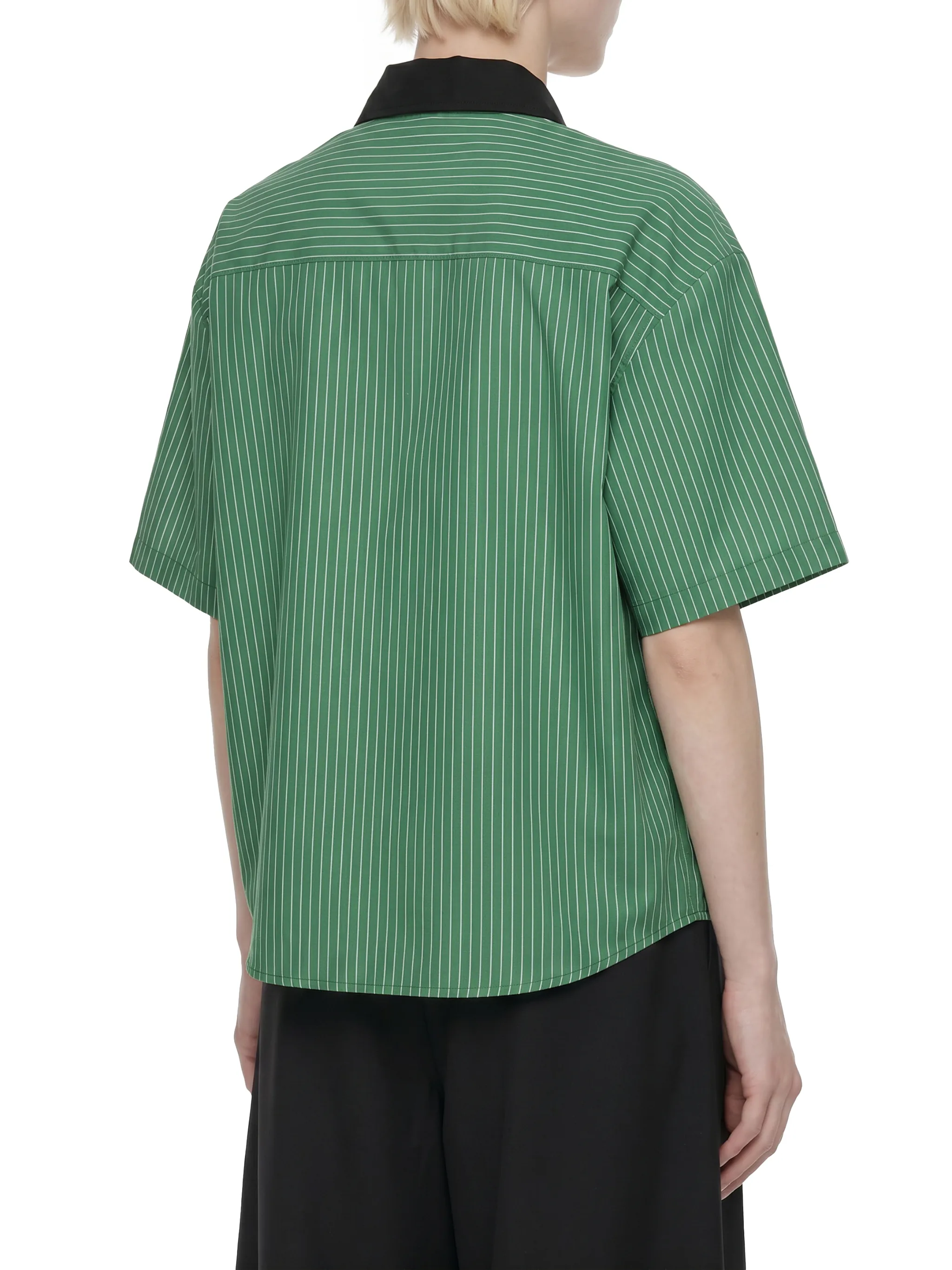 Unisex Striped Boxy Contrast Collar Shirt