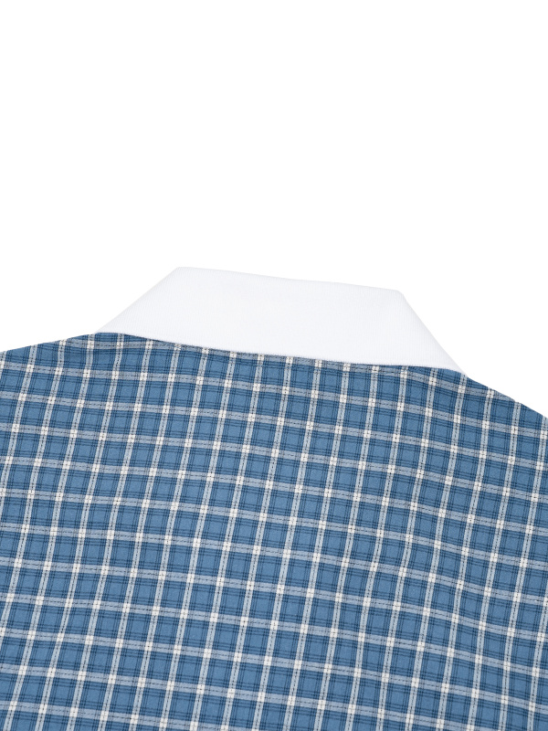 Unisex Boxy Plaid Color Block Polo Shirt