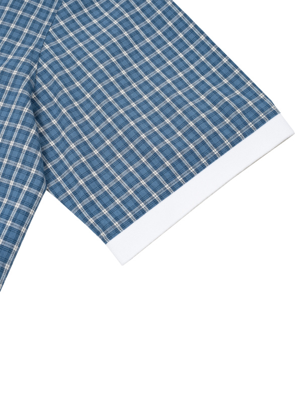Unisex Boxy Plaid Color Block Polo Shirt