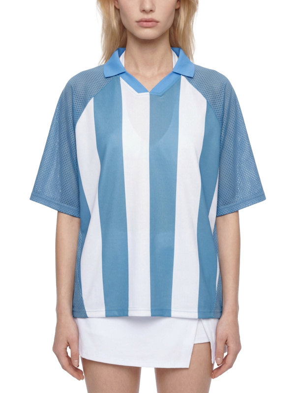 Unisex Striped Mesh Boxy Soccer Jersey