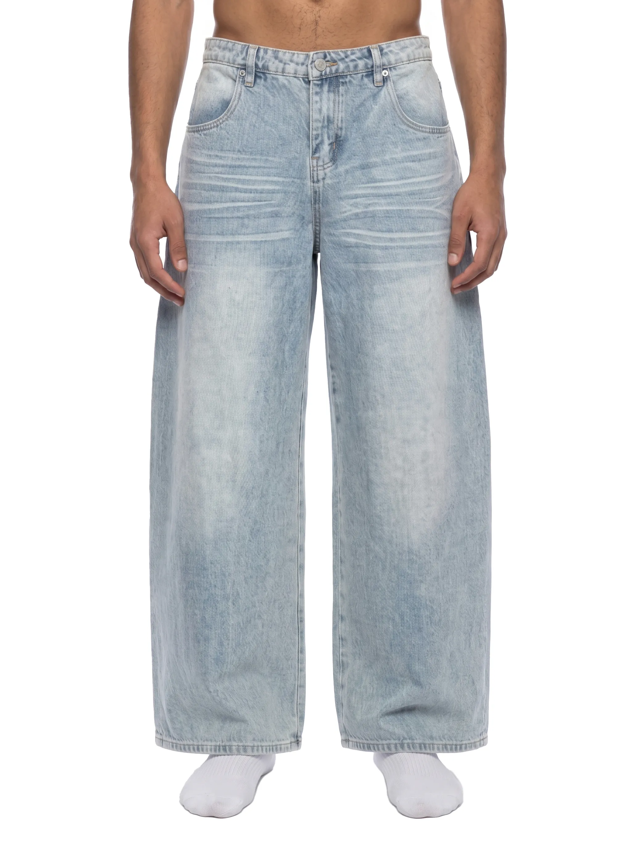 Men’s Enzyme Wash Wide Leg Jeans