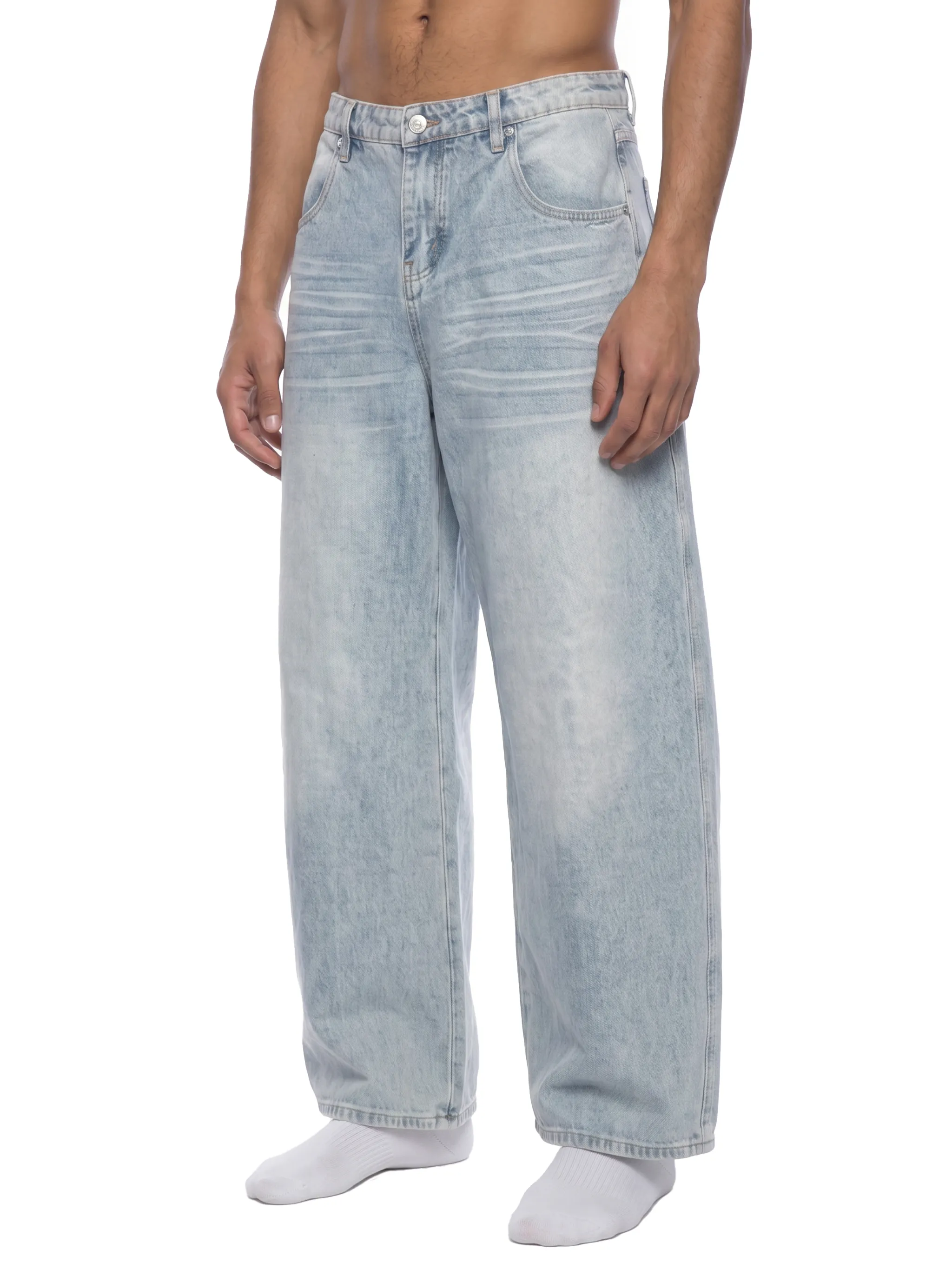 Men’s Enzyme Wash Wide Leg Jeans
