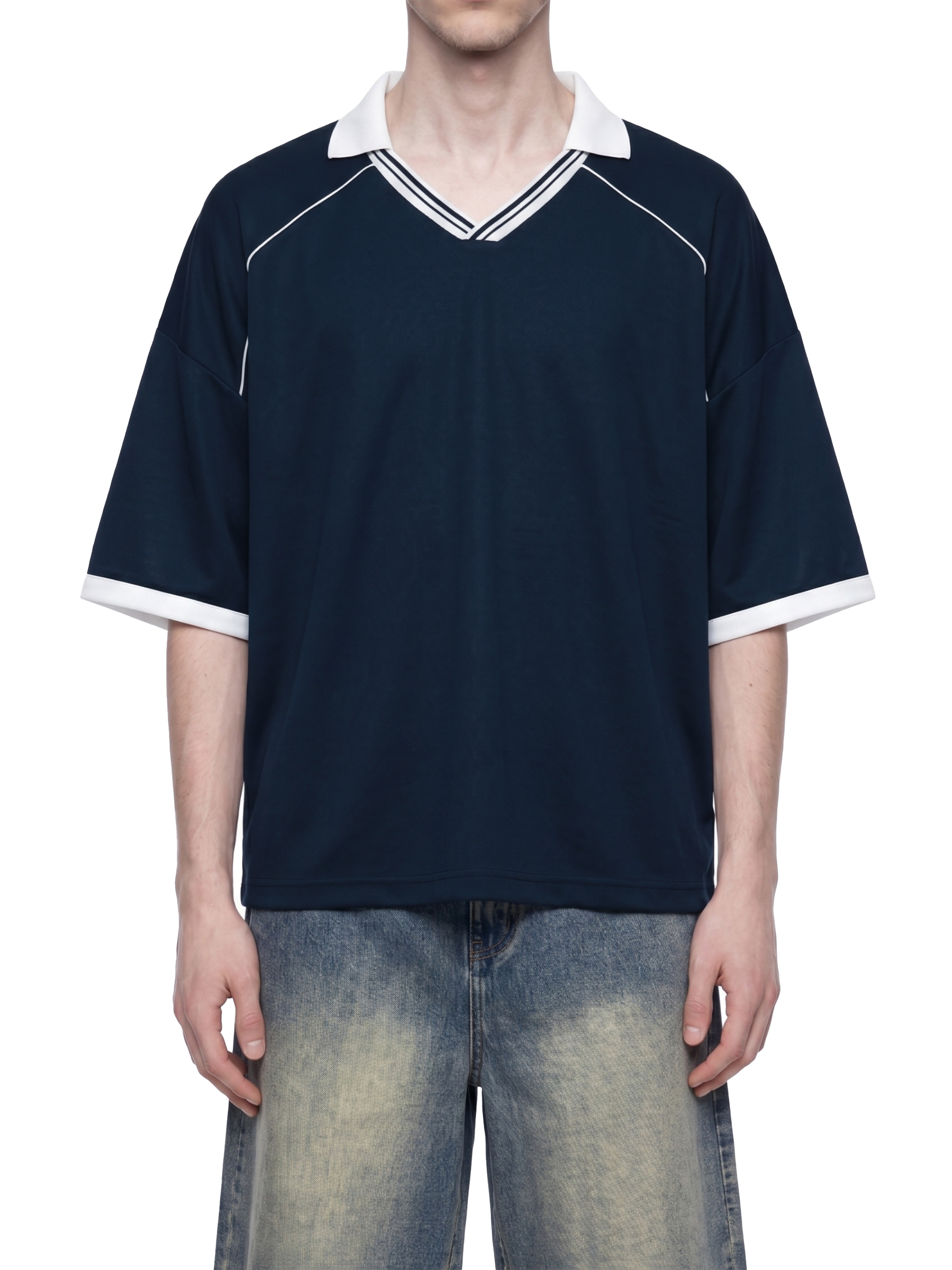 Unisex Collared Piping Boxy Soccer Jersey #UT0128 | TAPSTITCH