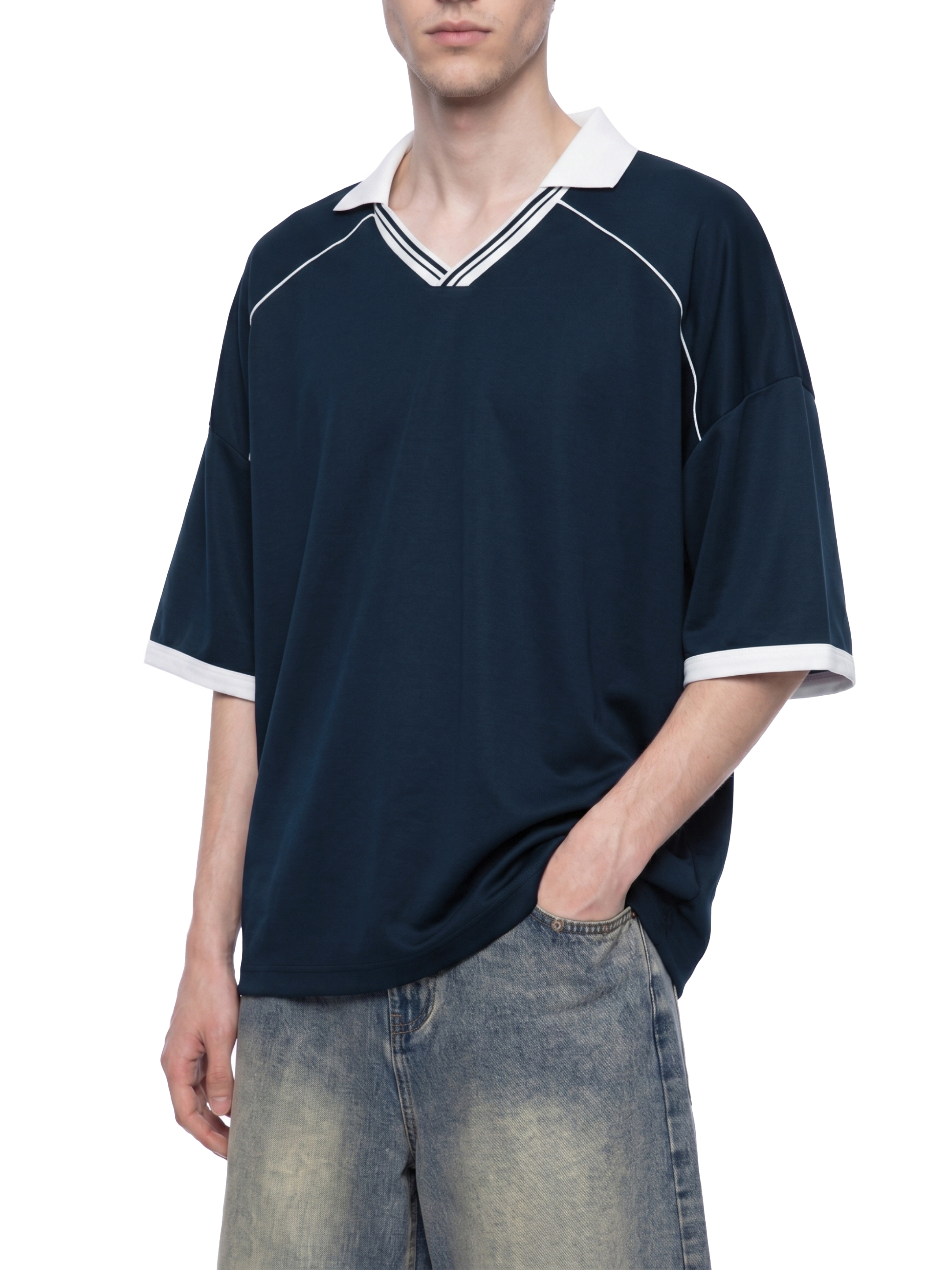 Unisex Collared Piping Boxy Soccer Jersey #UT0128 | TAPSTITCH