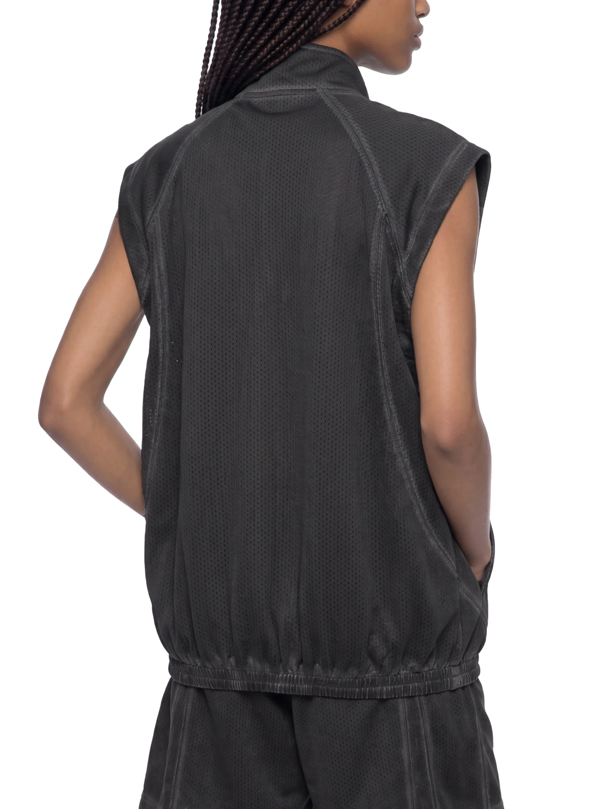Unisex Vintage Wash Mesh Full-Zip Vest