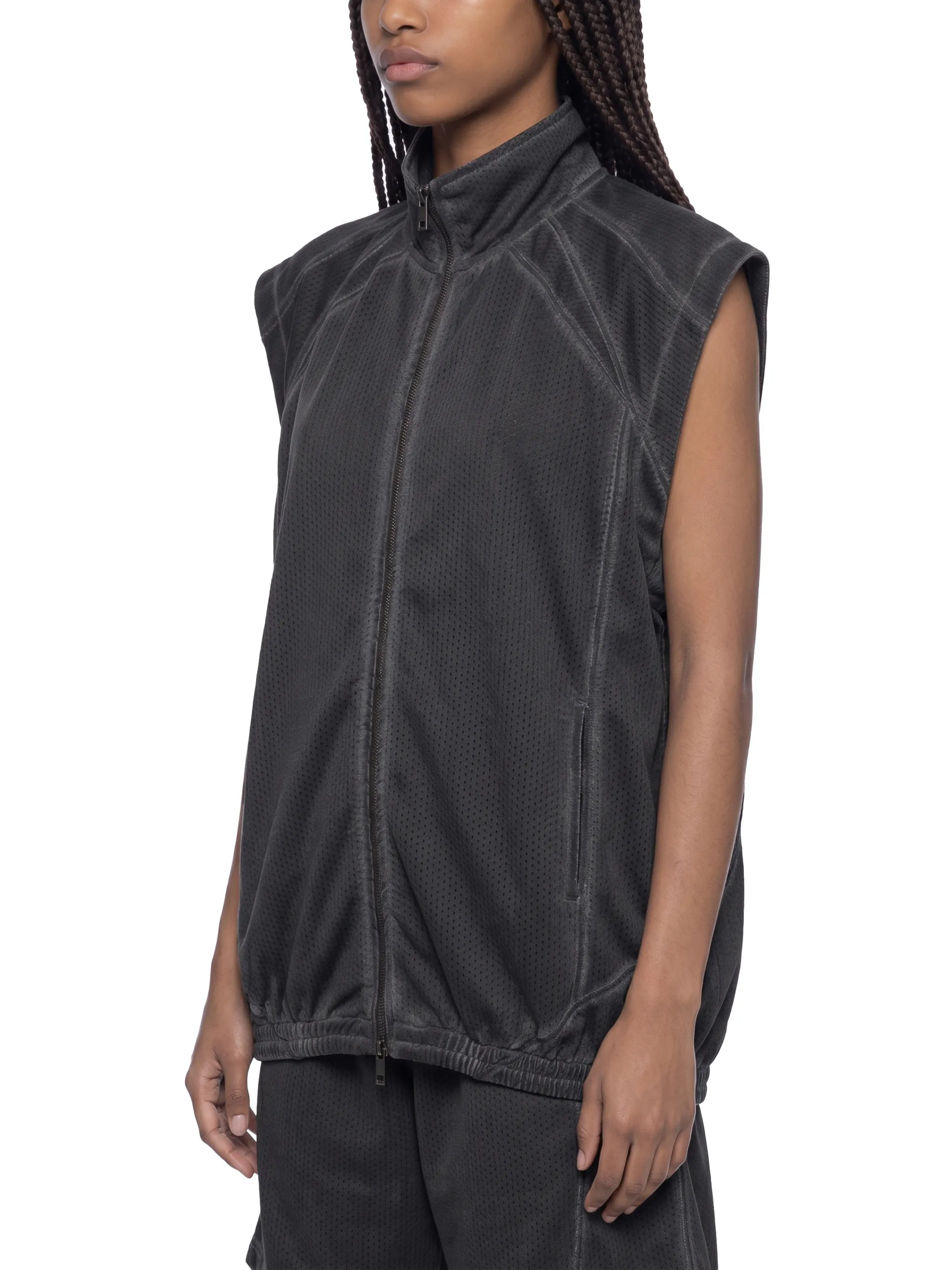 Unisex Vintage Wash Mesh Full-Zip Vest