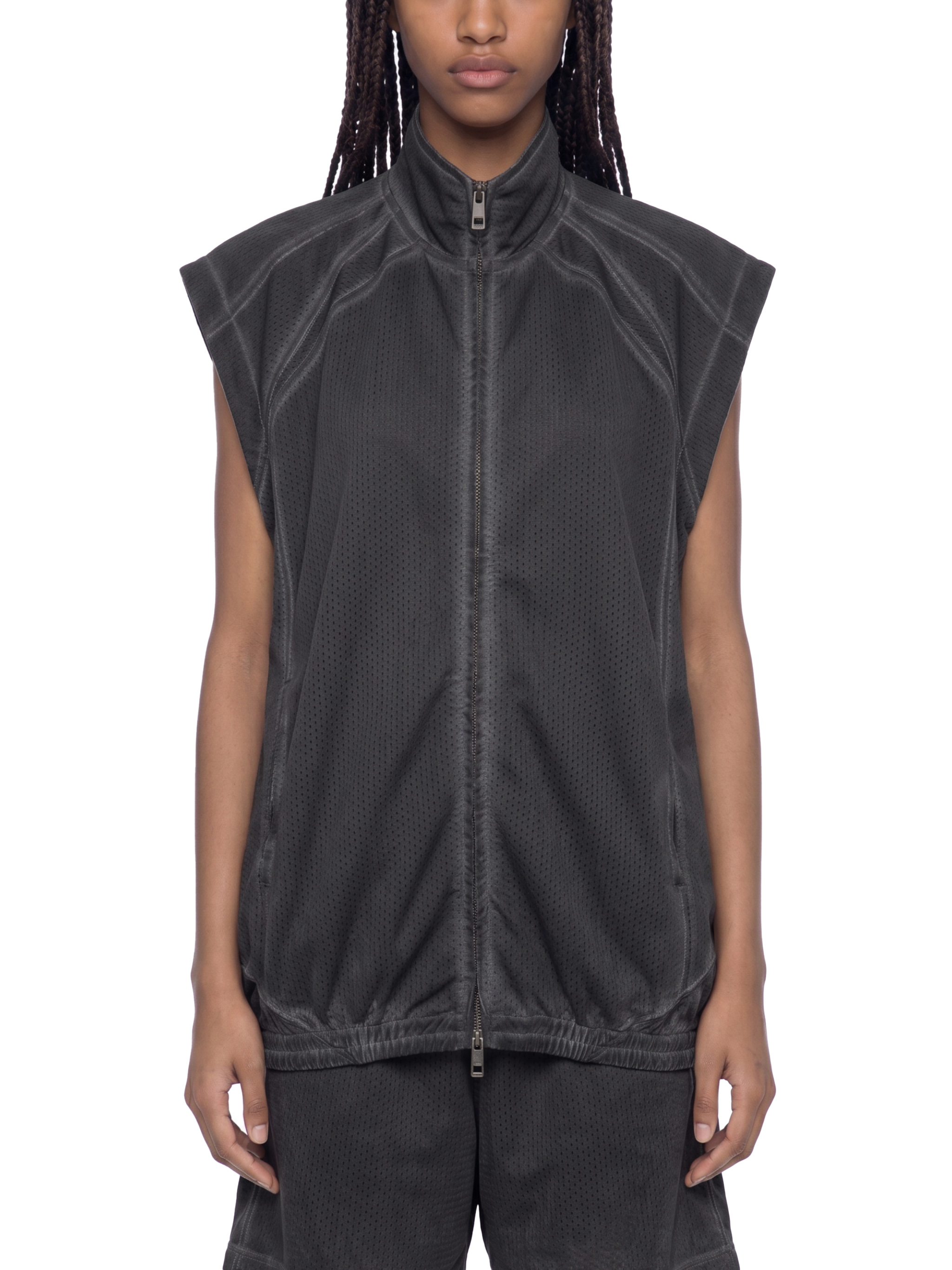 Unisex Vintage Wash Mesh Full-Zip Vest #RJ0001 | TAPSTITCH
