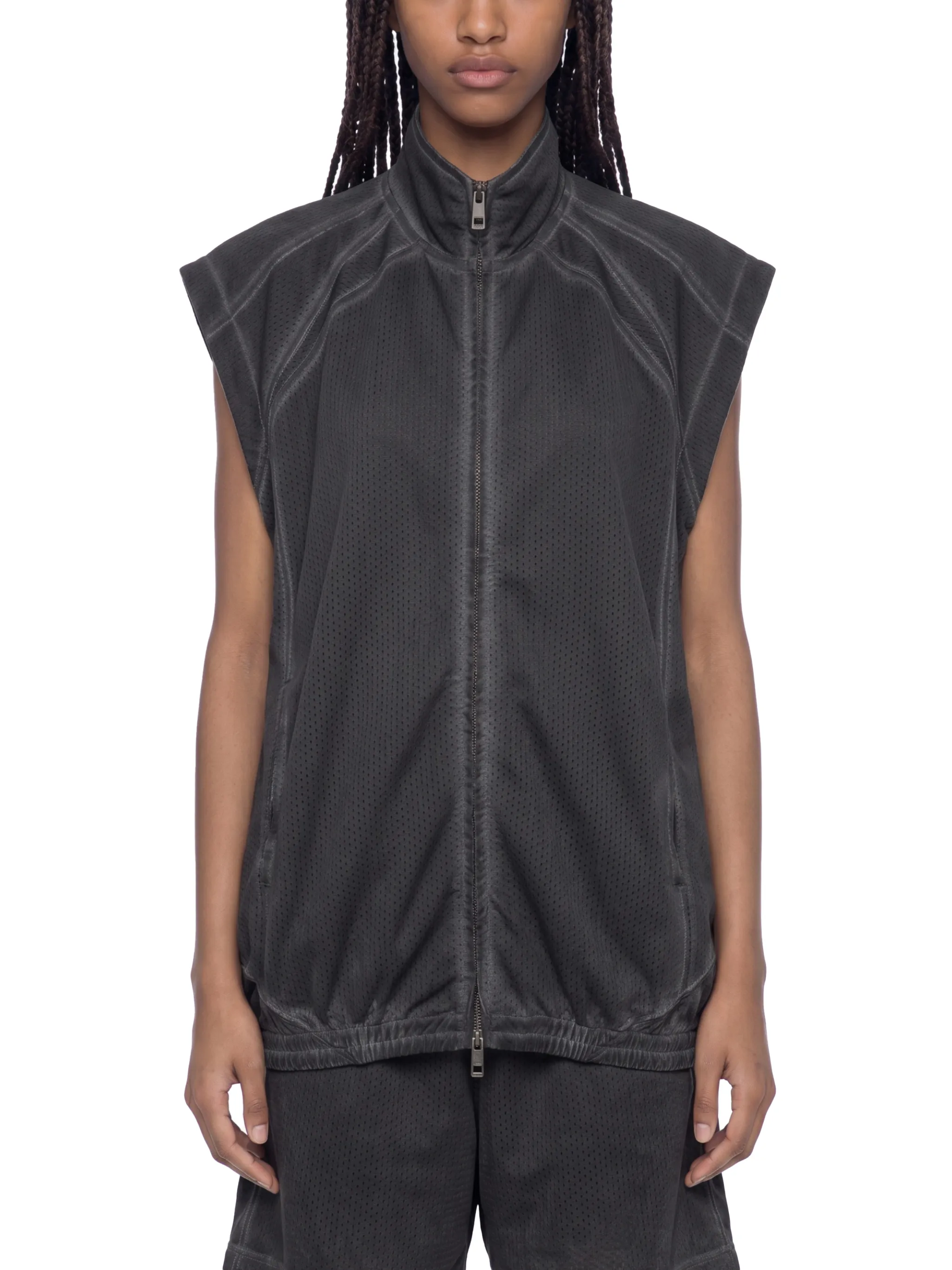 Unisex Vintage Wash Mesh Full-Zip Vest