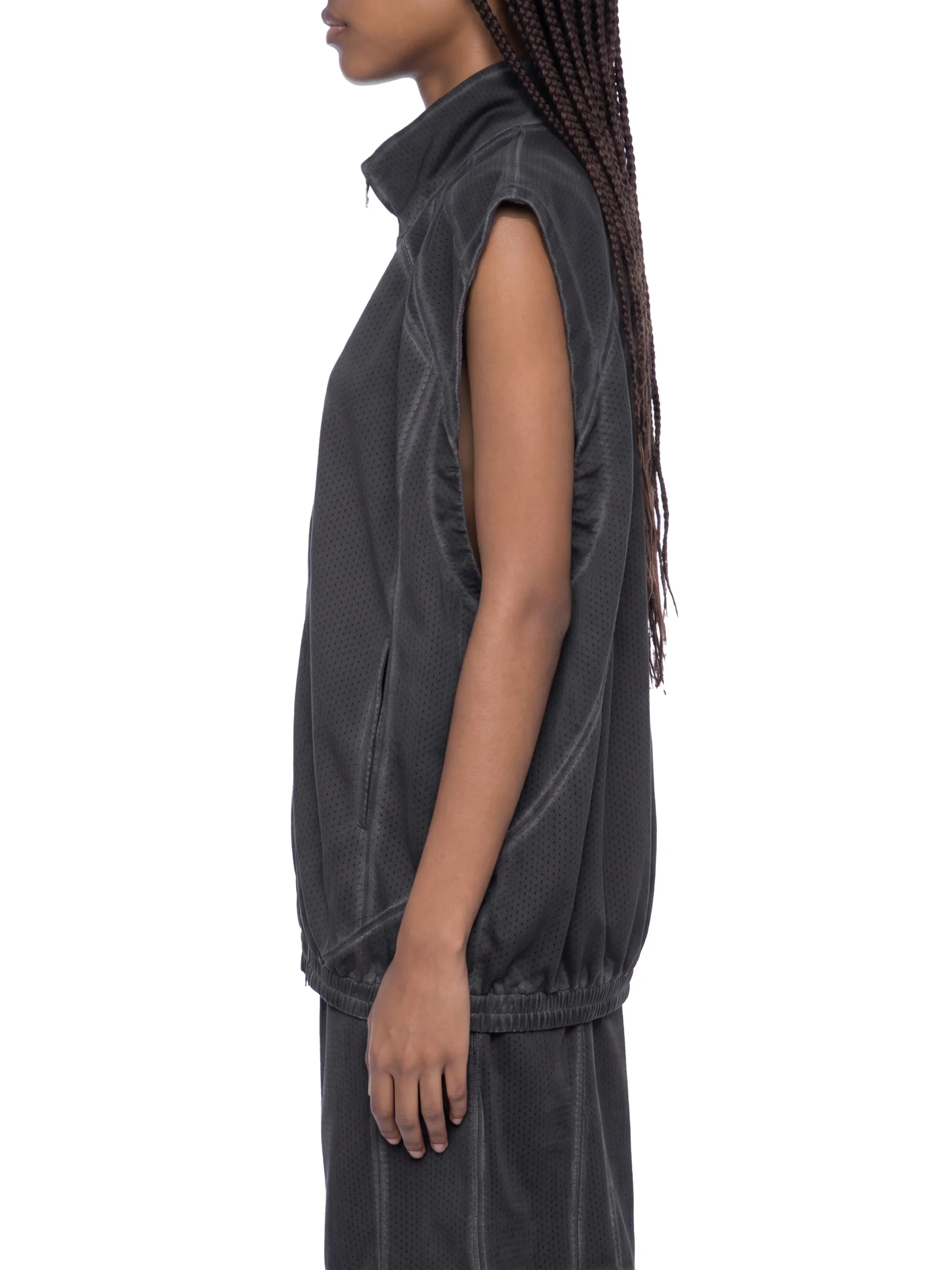 Unisex Vintage Wash Mesh Full-Zip Vest